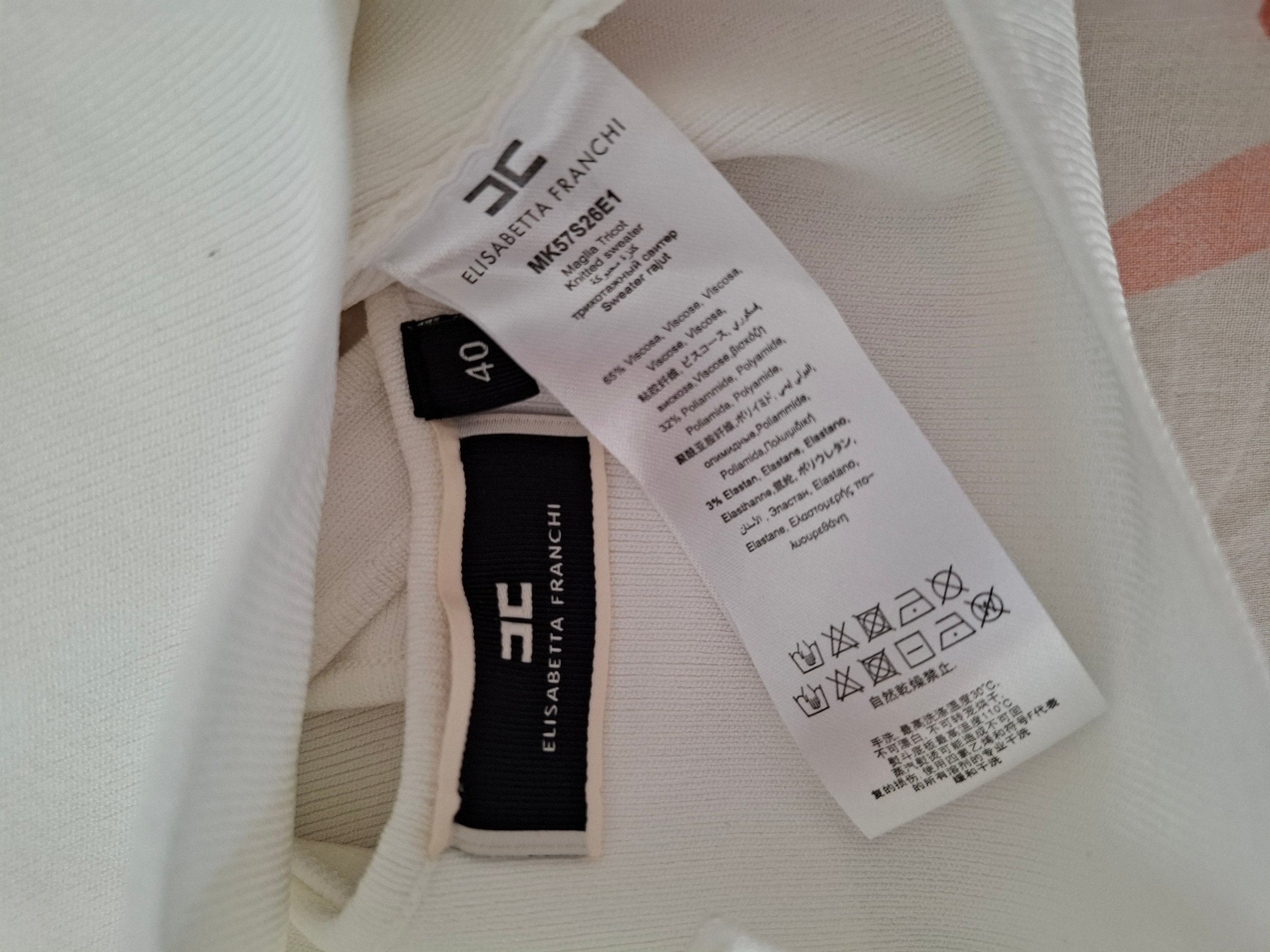 New Elisabetta Franchi White Ribbed Cut-Out Sweater Set / Top Size S image 10