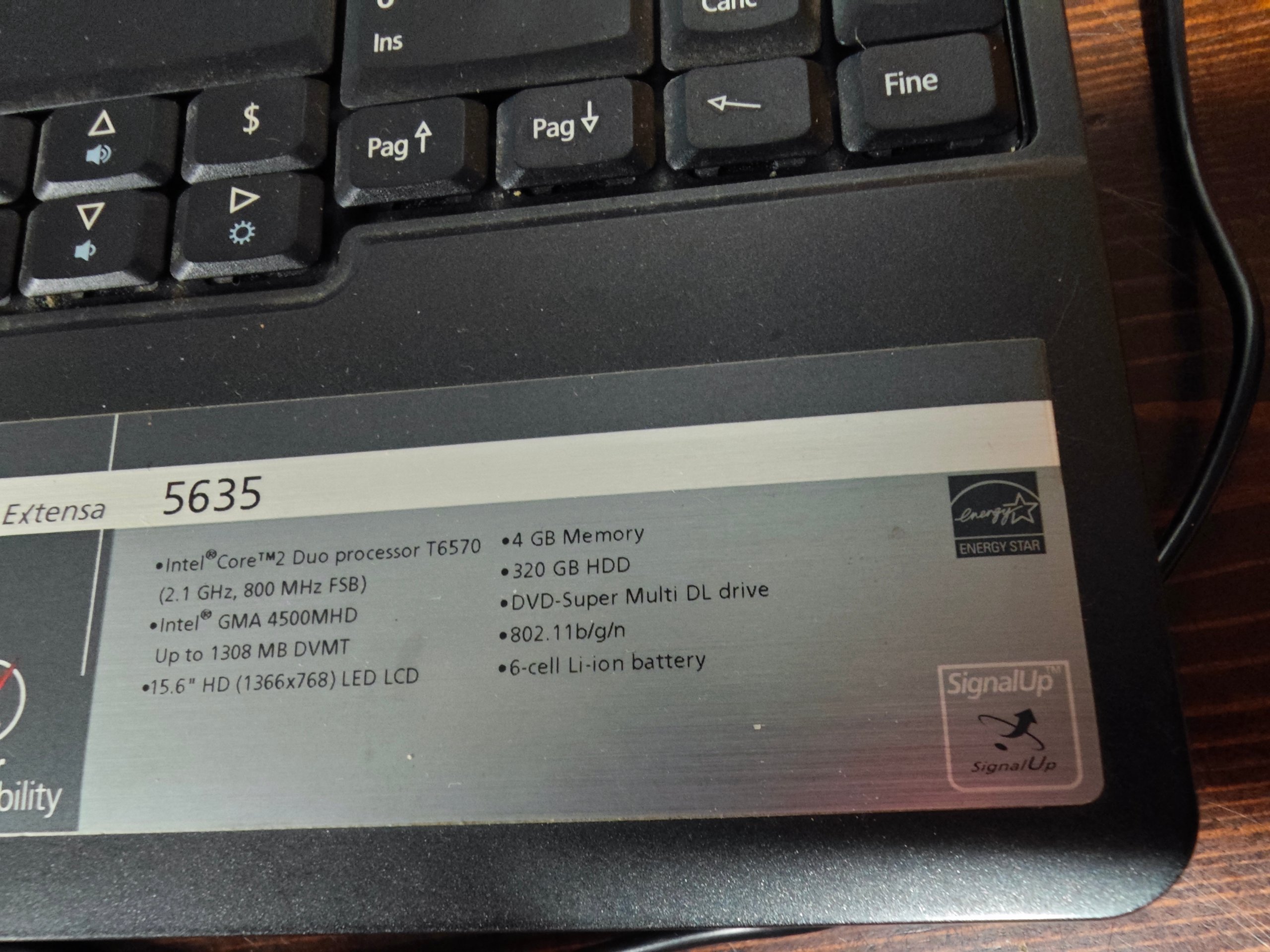 Notebook Acer Extensa 5635 Zr6 Intel 4gb Ram 500gb Hdd Dvd Senza Batteria con Alimentatore image 3