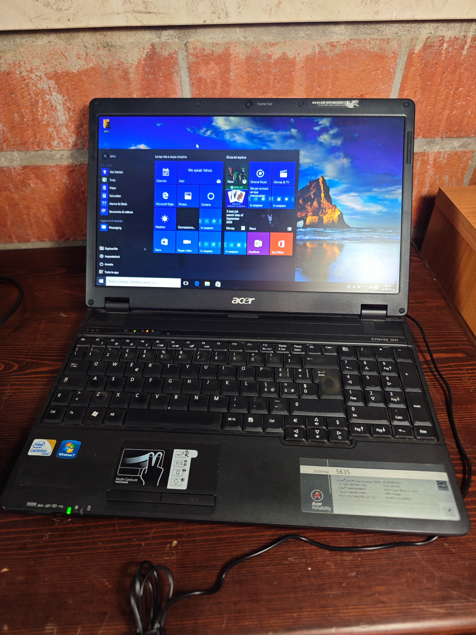 Notebook Acer Extensa 5635 Zr6 Intel 4gb Ram 500gb Hdd Dvd Senza Batteria con Alimentatore image 4