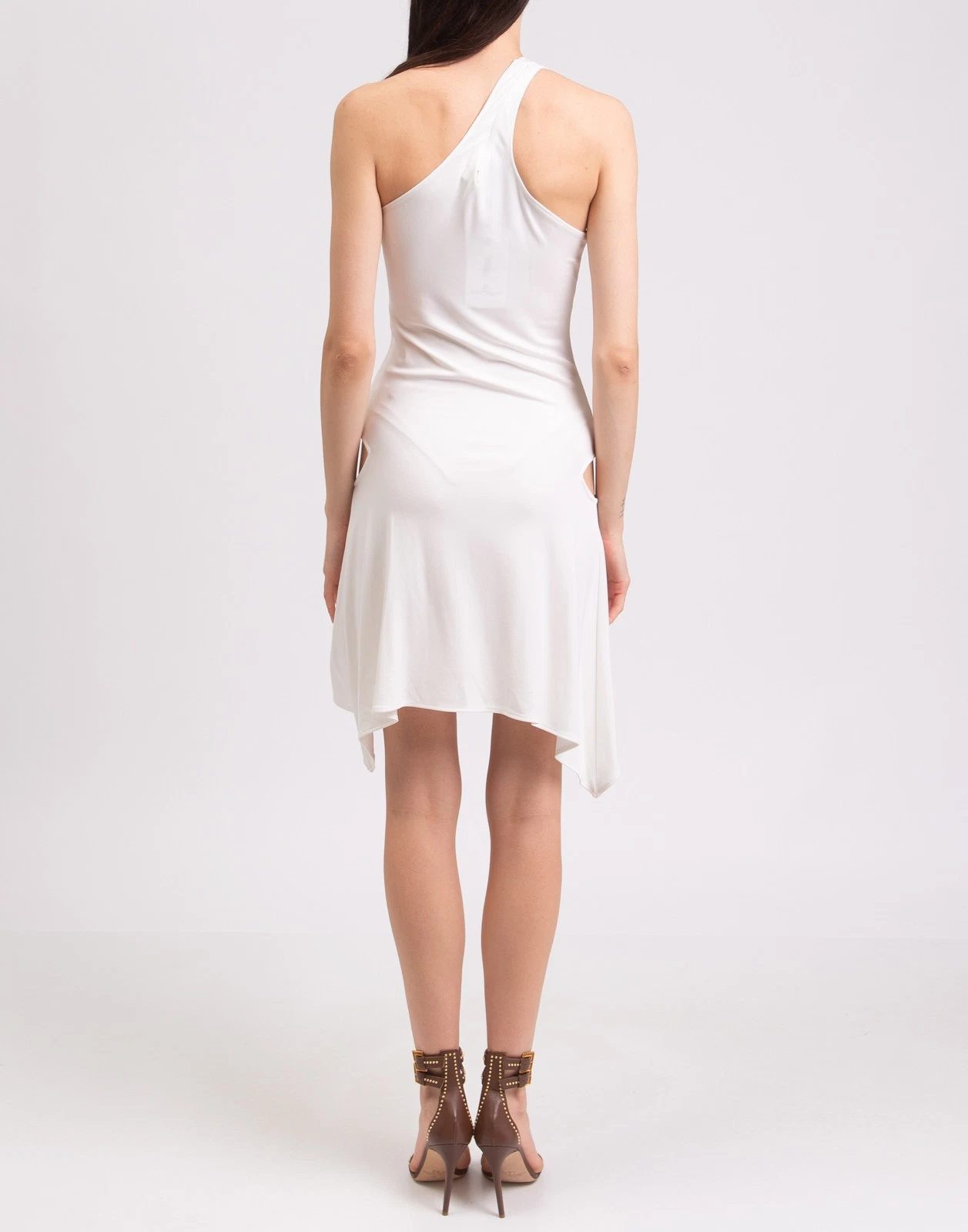 New Courrèges White Asymmetric One-Shoulder Cut-Out Mini Dress Size L image 4