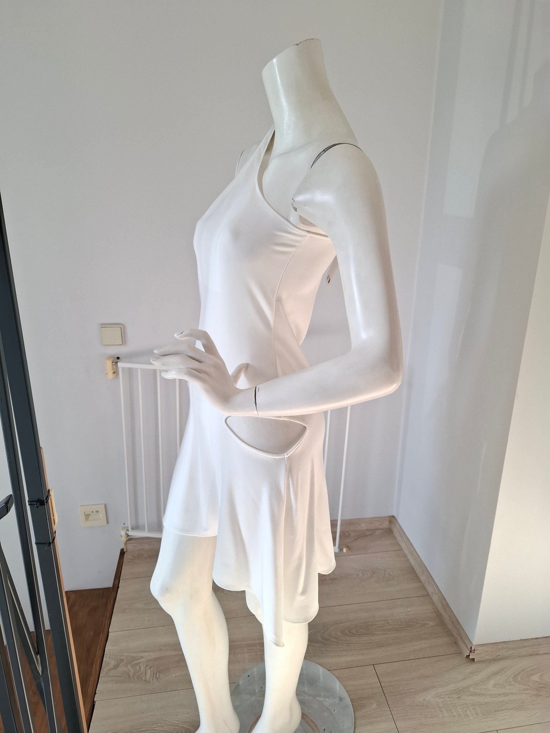 New Courrèges White Asymmetric One-Shoulder Cut-Out Mini Dress Size L image 7