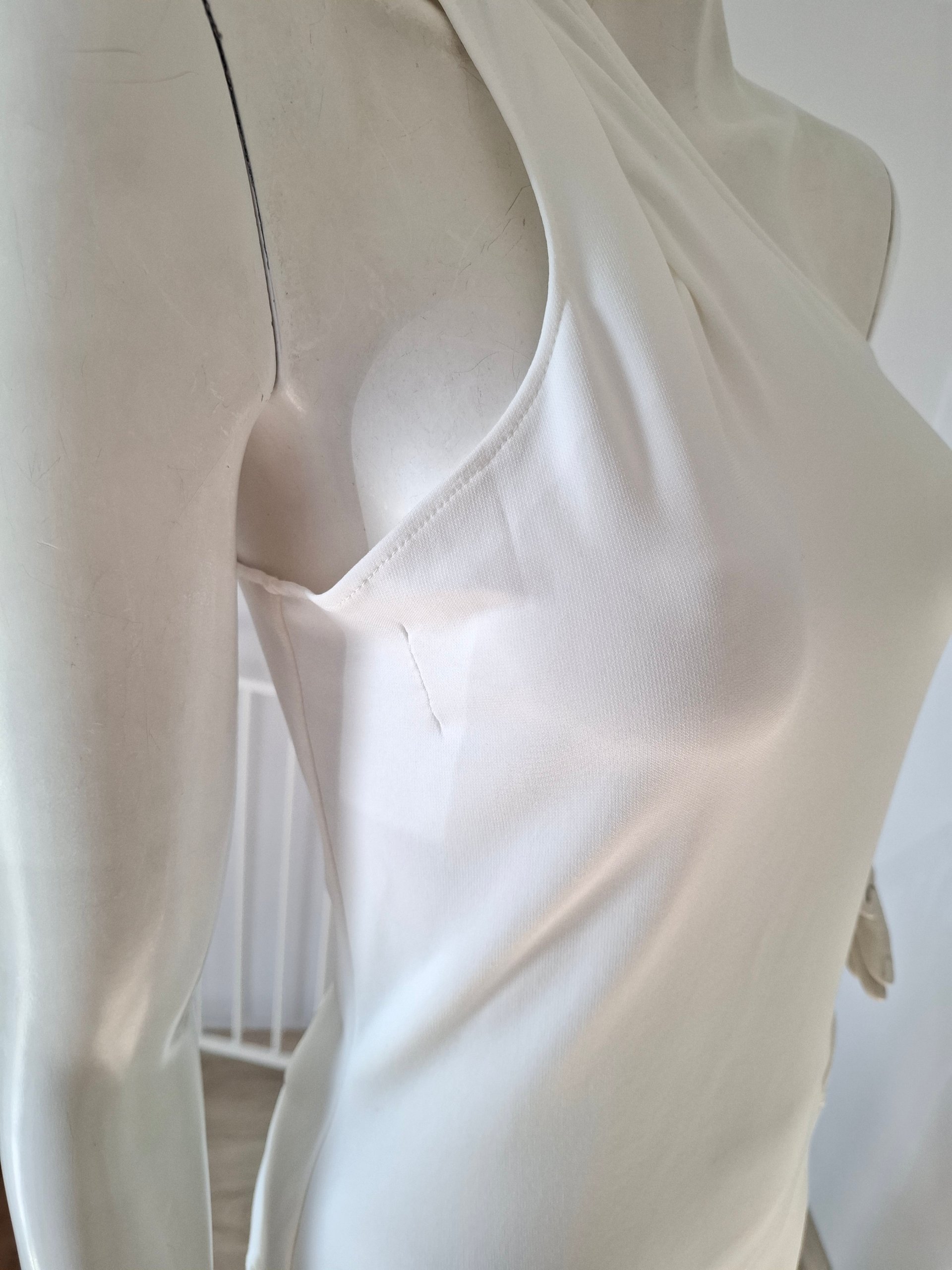 New Courrèges White Asymmetric One-Shoulder Cut-Out Mini Dress Size L image 10