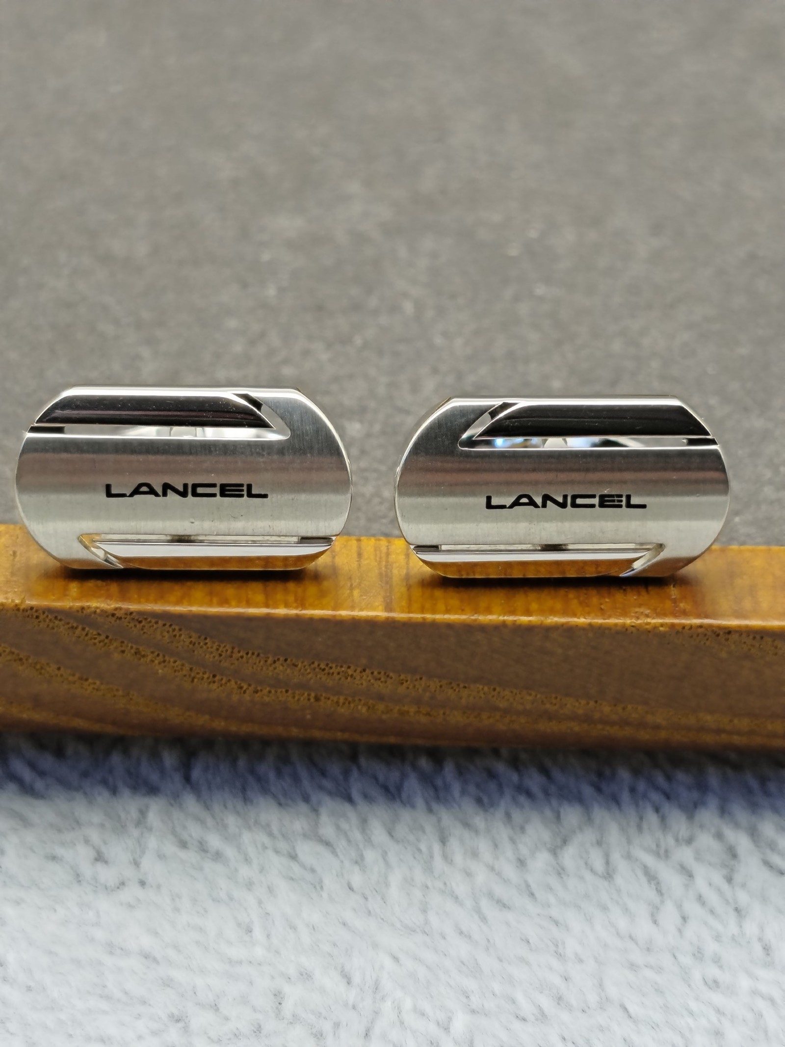 Lancel Silver Cufflinks & Tie Clip Set Silver Metal image 3