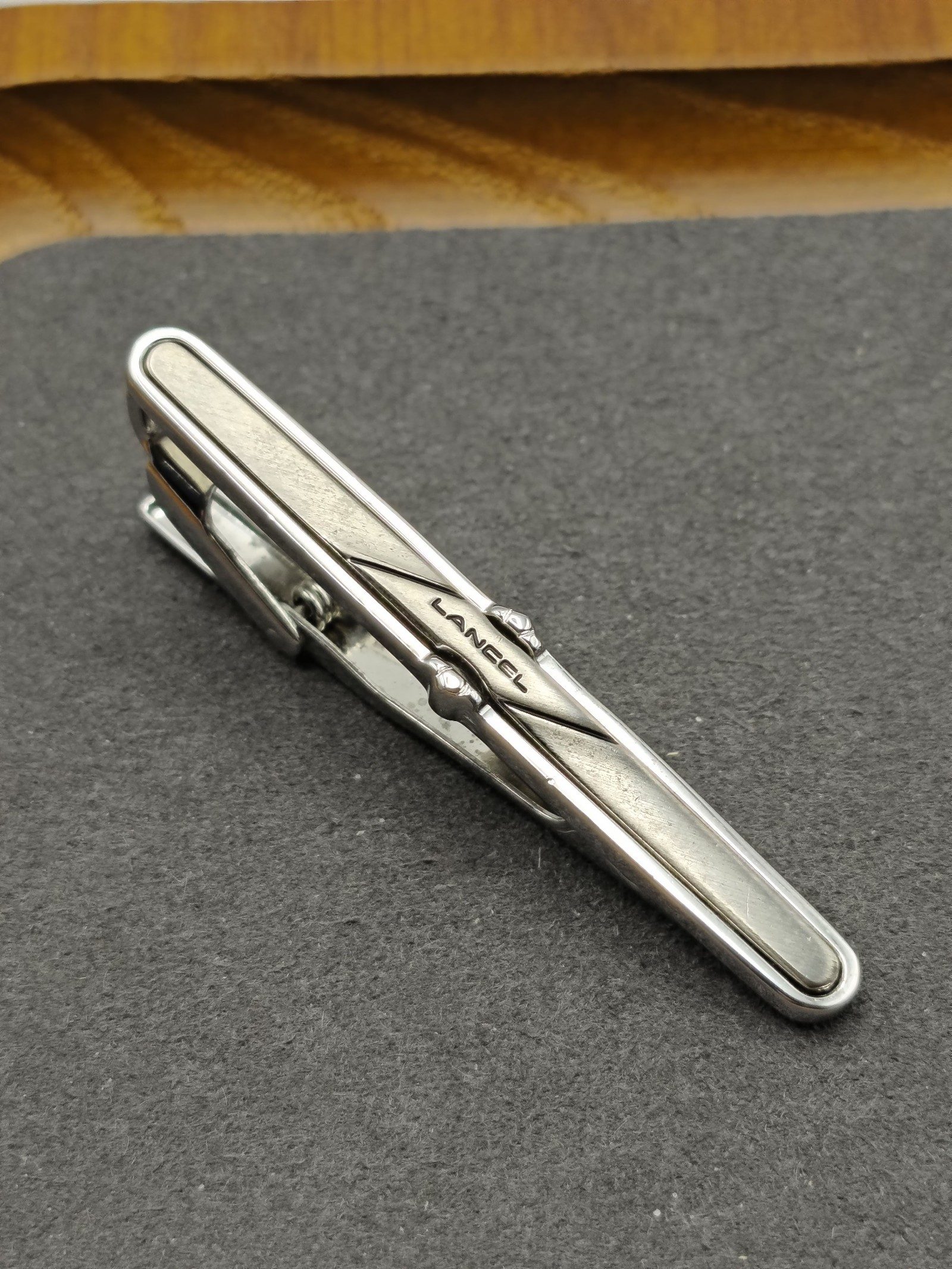 Lancel Silver Cufflinks & Tie Clip Set Silver Metal image 9