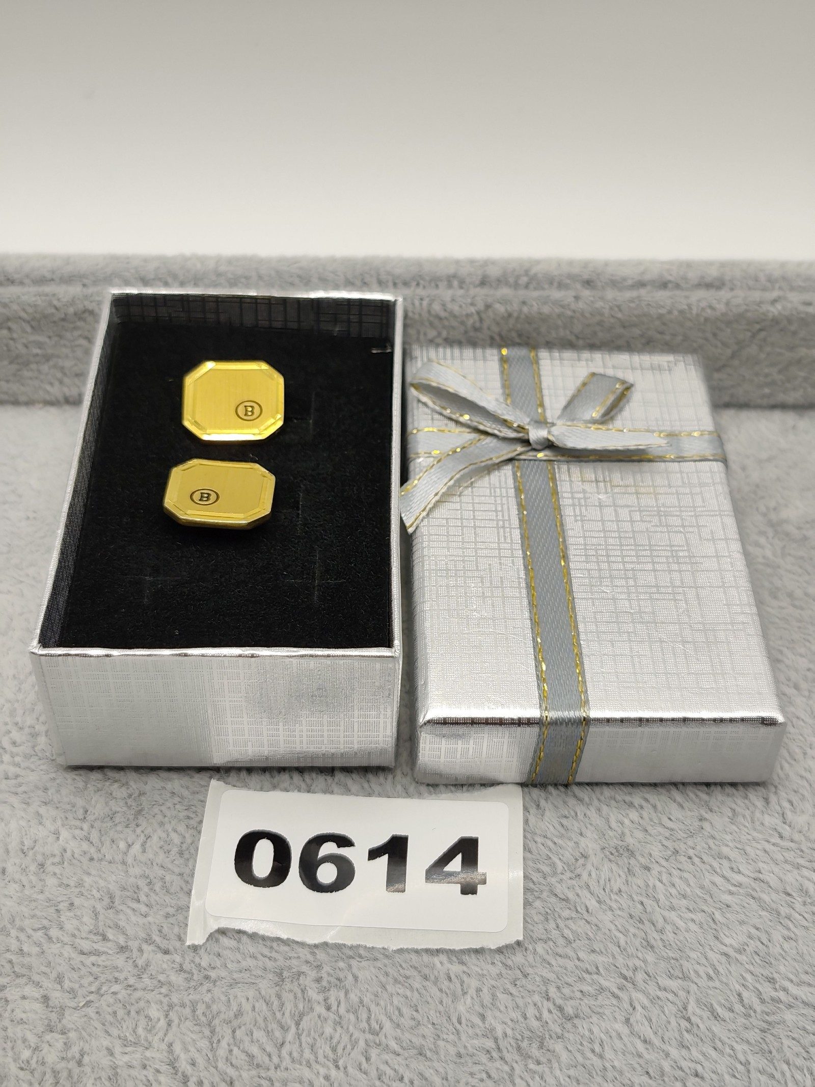 Bally Vintage Gold-tone B Logo Octagonal Cufflinks
