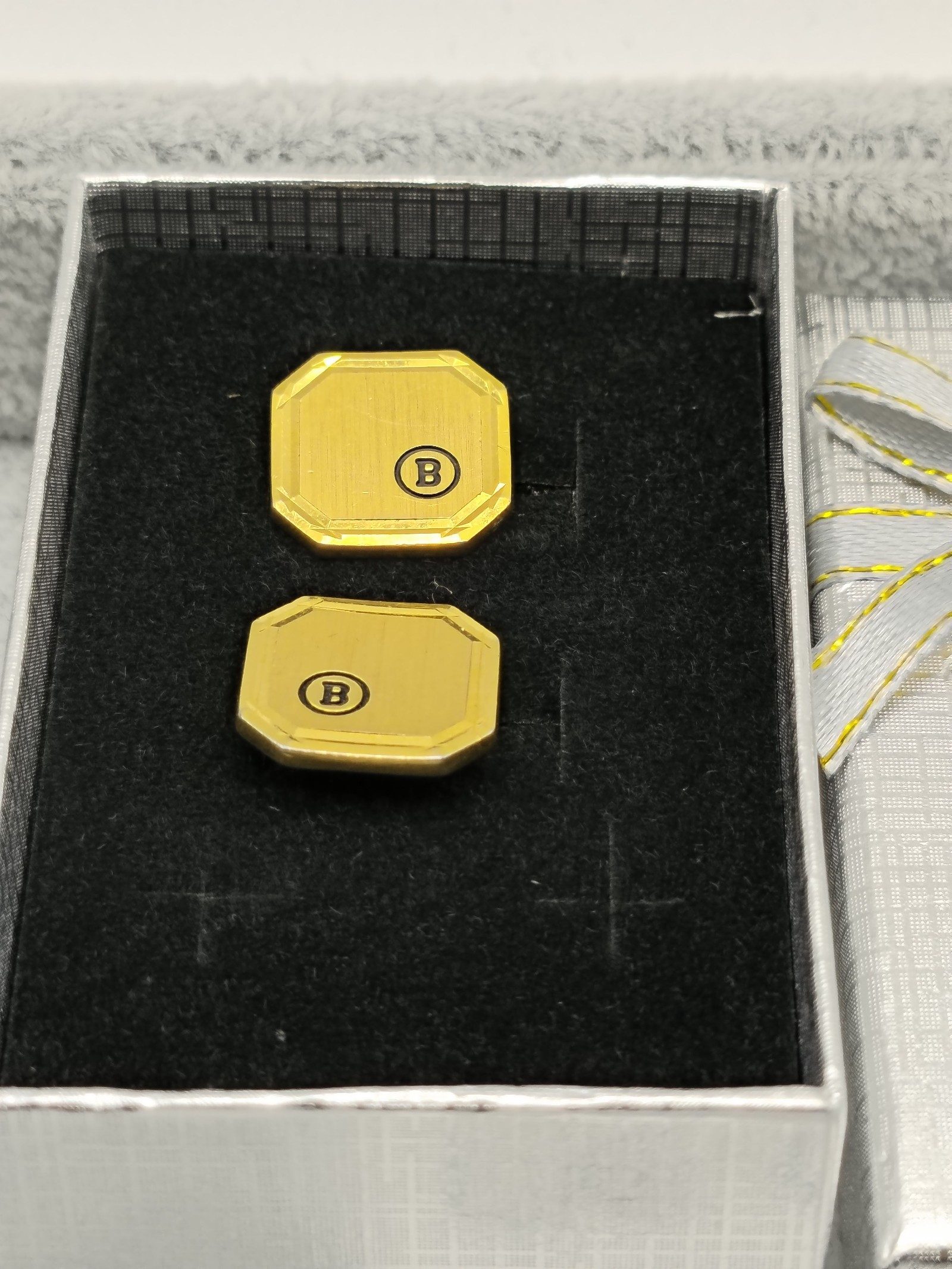 Bally Vintage Gold-tone B Logo Octagonal Cufflinks image 2