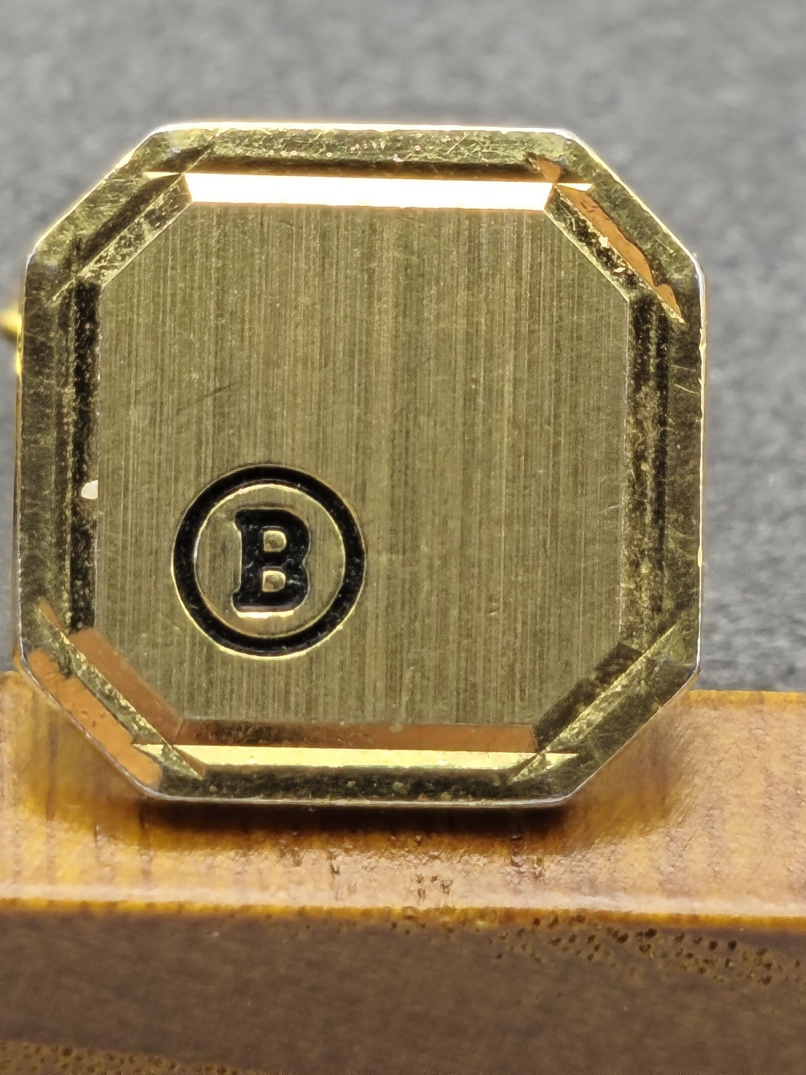 Bally Vintage Gold-tone B Logo Octagonal Cufflinks image 4