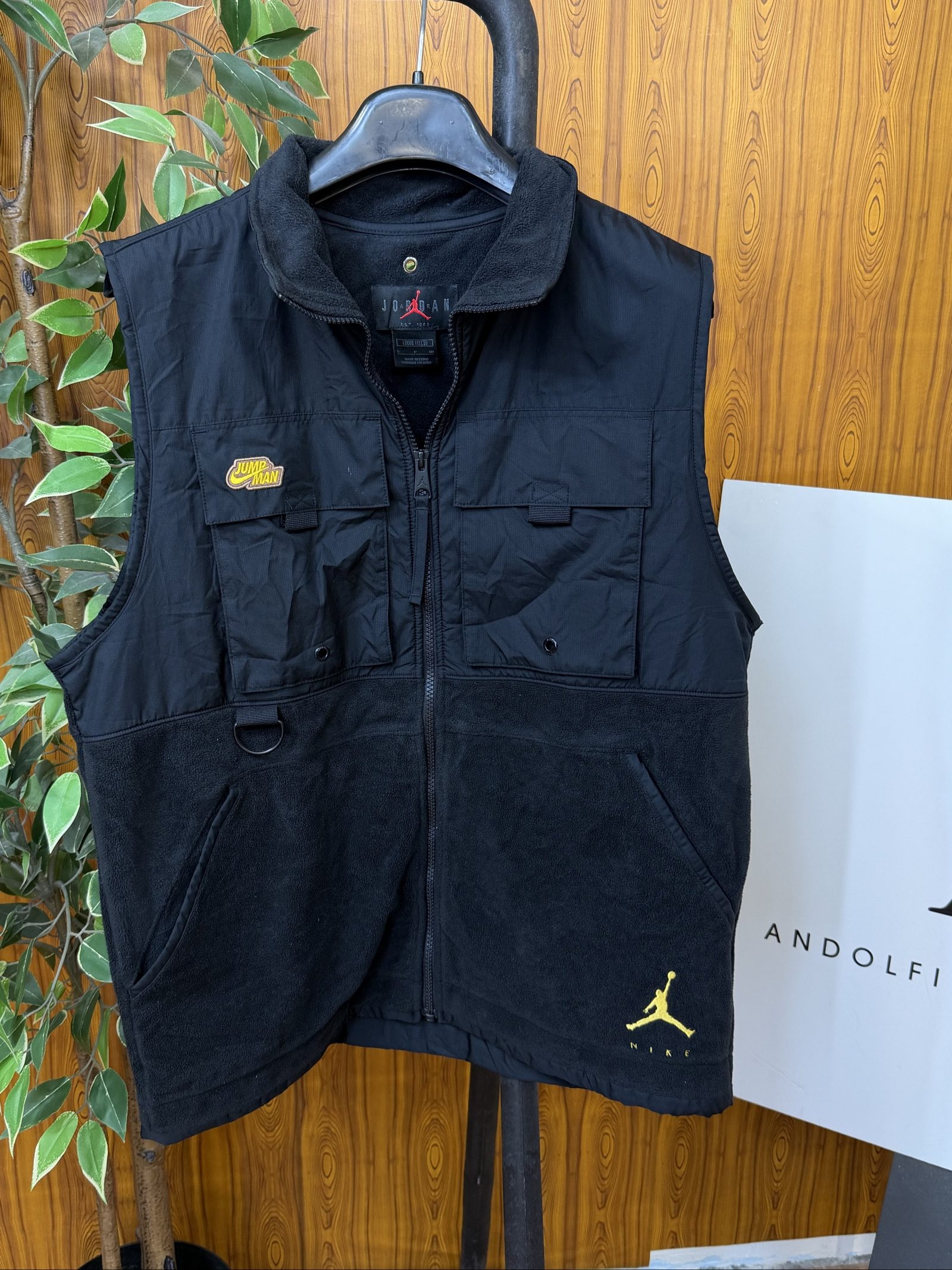 Nike Jordan Black Fleece Vest Small Loose Fit Multi Pocket