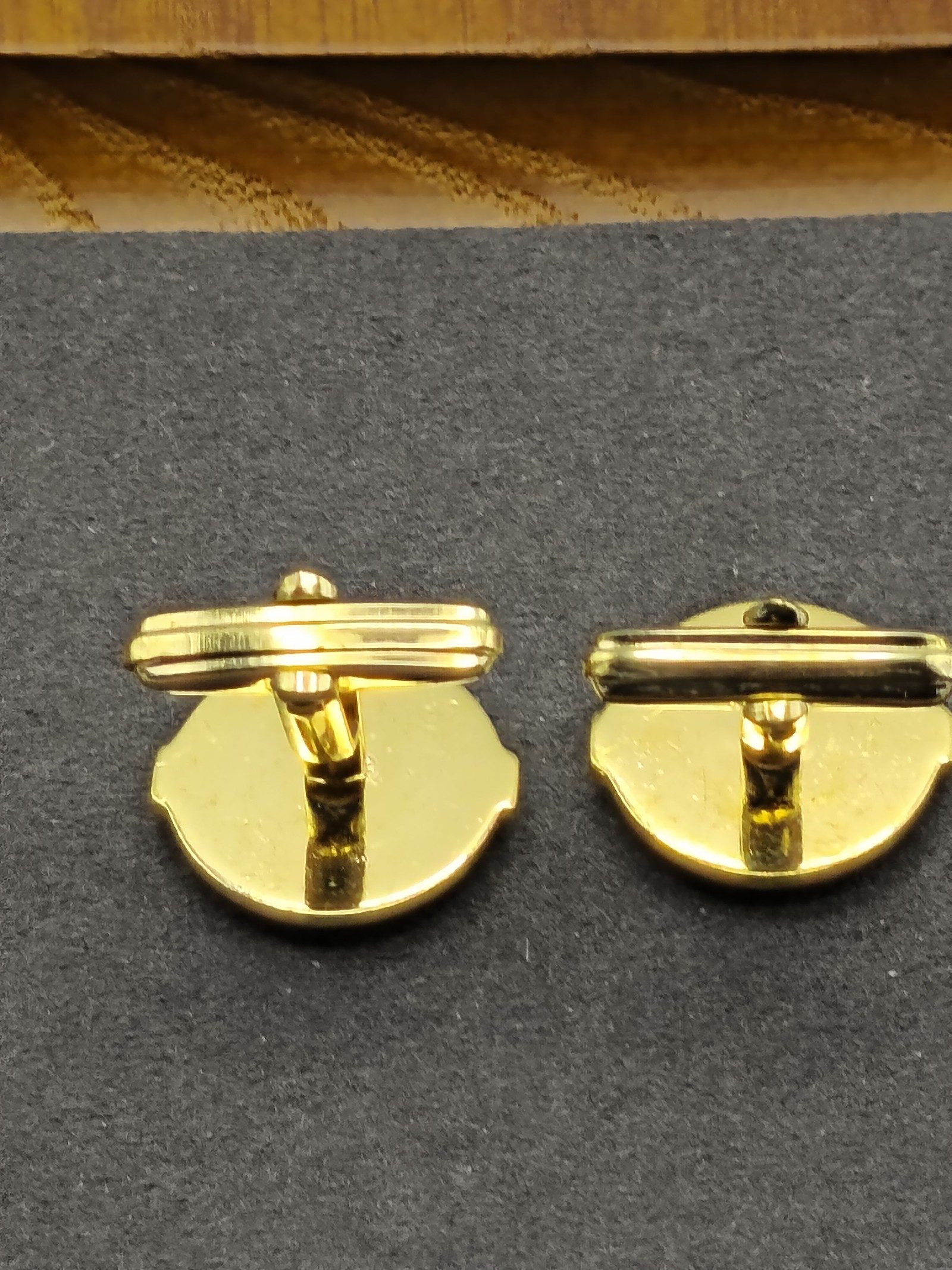 Burberry Gold & Navy Blue Round Knight Cufflinks image 6