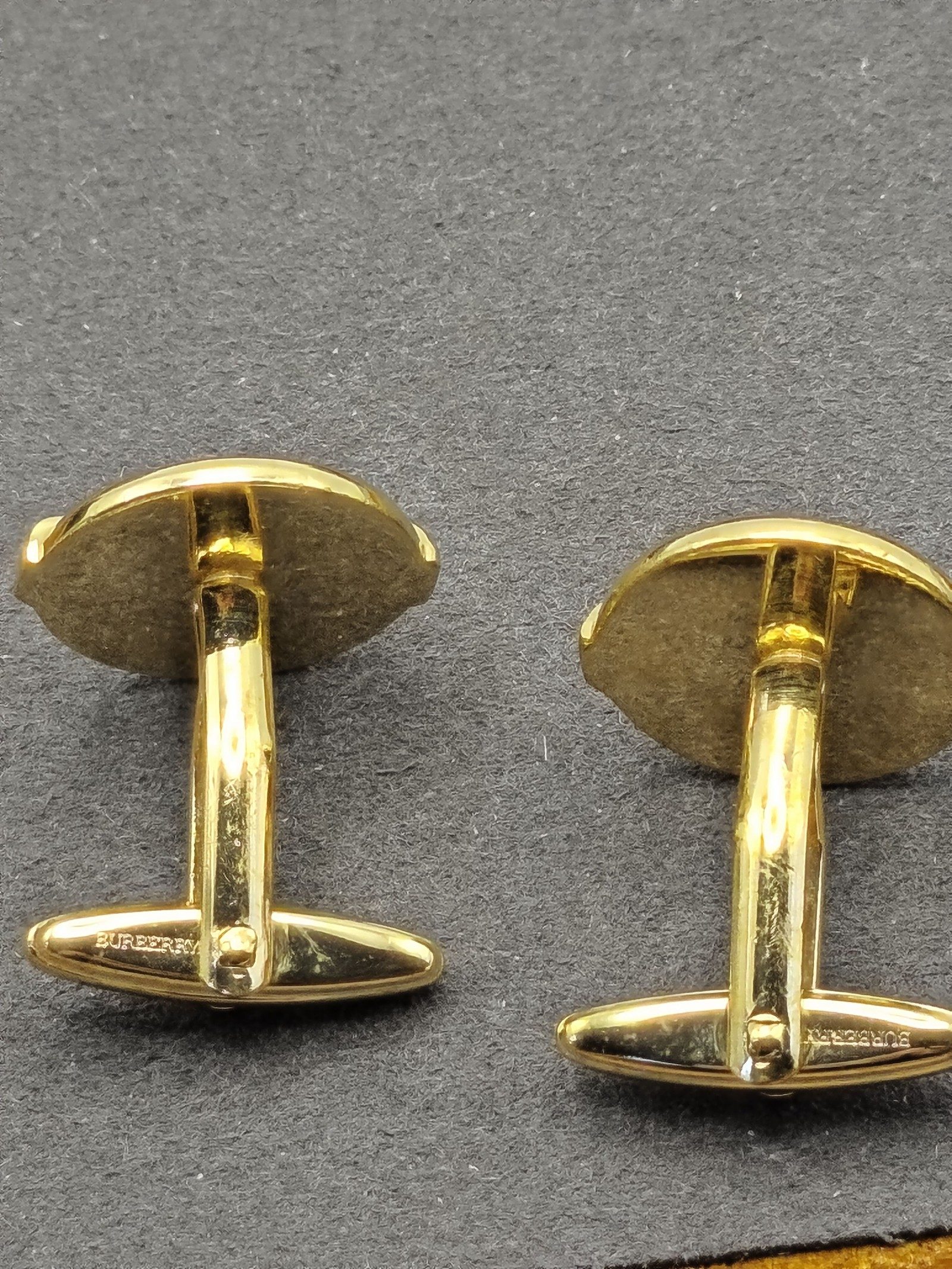 Burberry Gold & Navy Blue Round Knight Cufflinks image 7