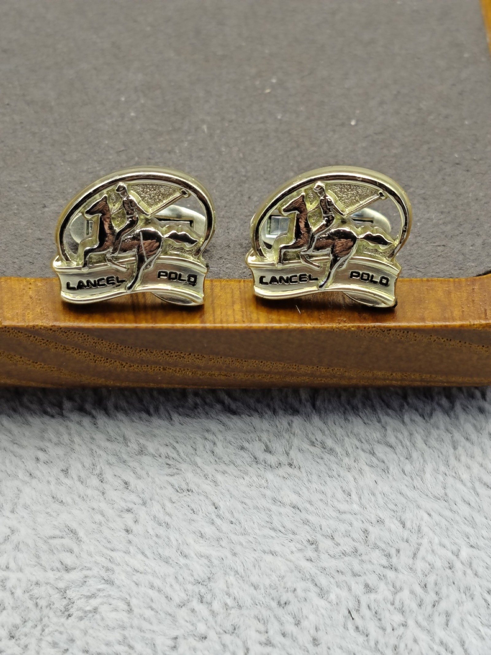 Lancel Silver tone Polo Tie Clip and Cufflinks Set image 3