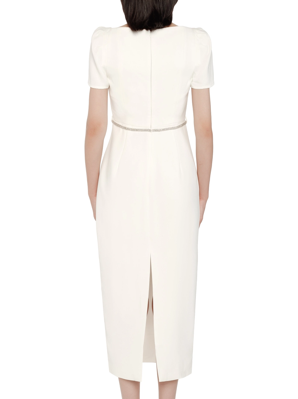 New Self-Portrait White Crystal-Embellished Sweetheart Midi Dress S image 7