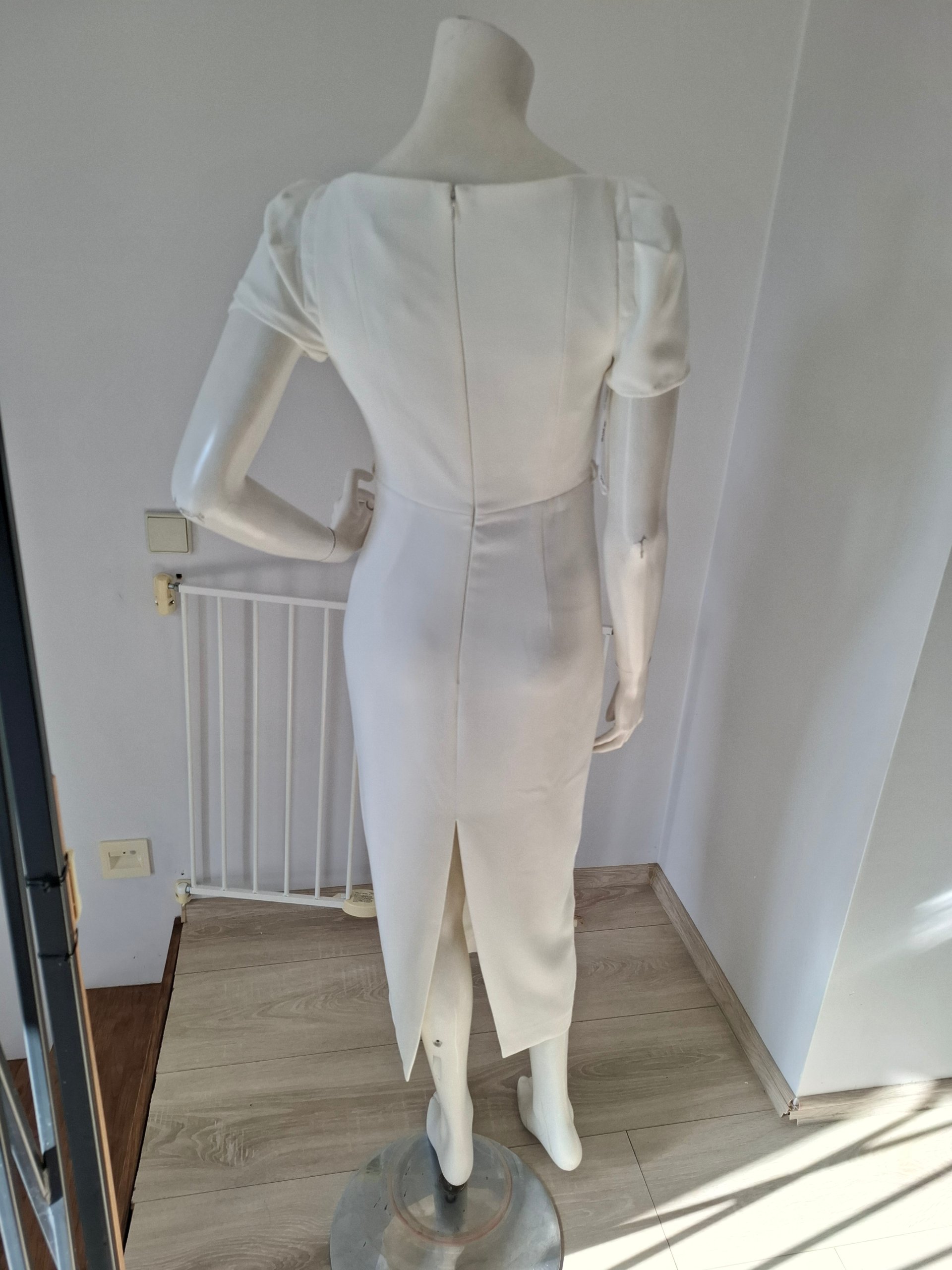 New Self-Portrait White Crystal-Embellished Sweetheart Midi Dress S image 9