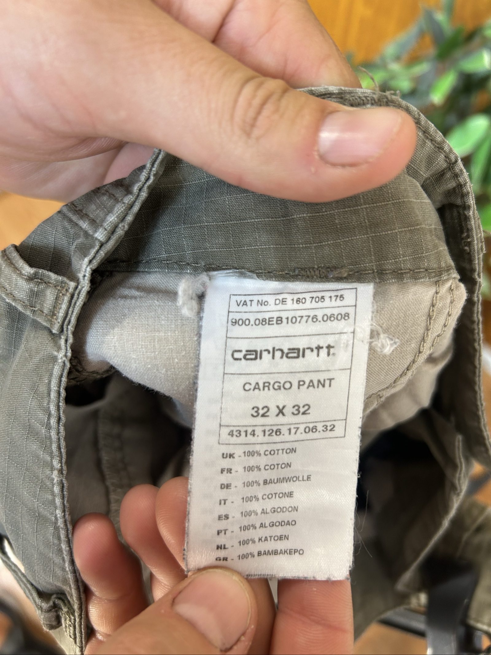 Carhartt Men's Green Cargo Pant 32x32 100% Cotton image 5