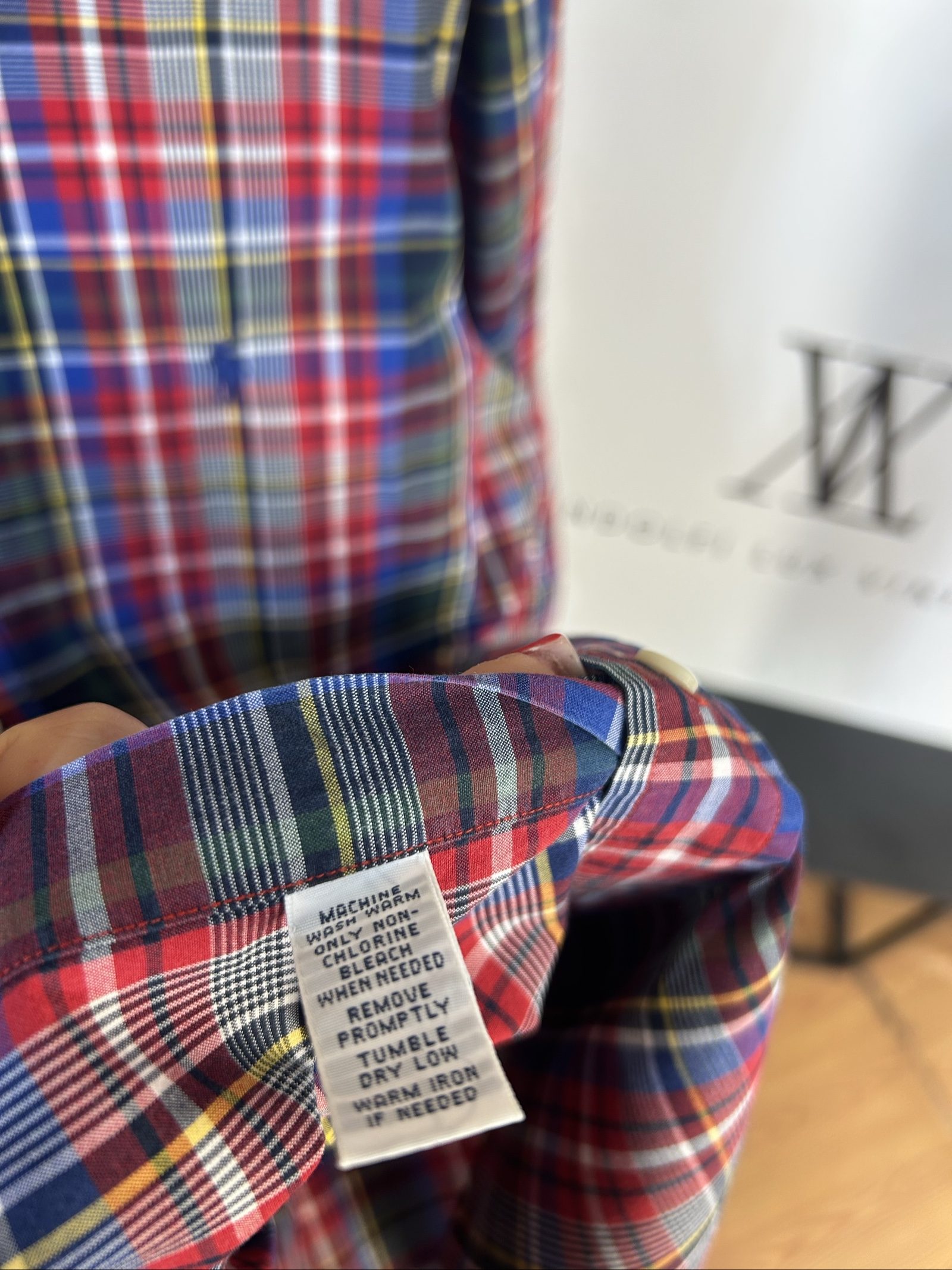 Ralph Lauren Men's Red Blue & Green Checked Classic Fit Shirt Small image 5