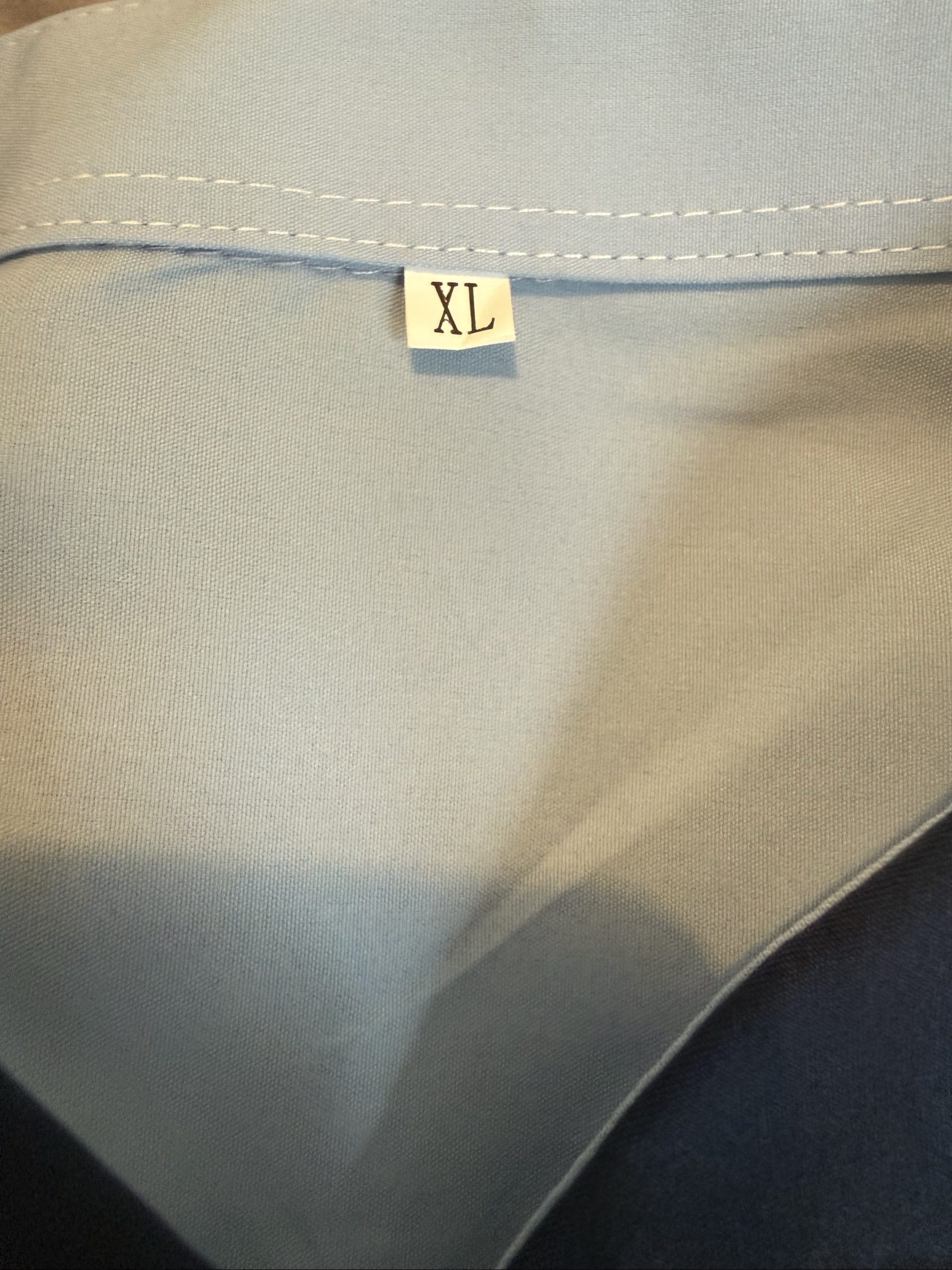Unbranded Light Blue & Navy Contrast Trim Shirt XL 100% Polyester image 2