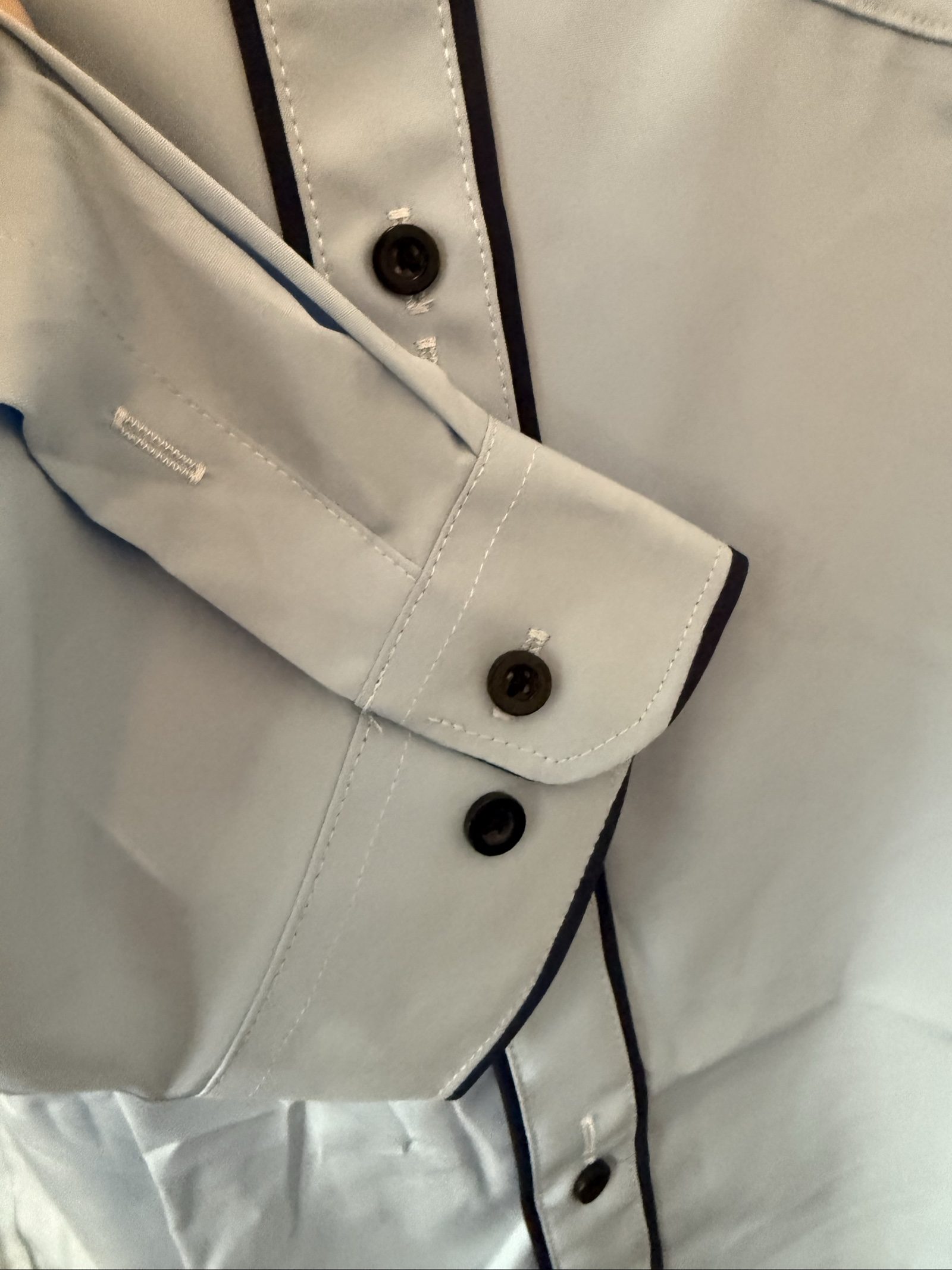 Unbranded Light Blue & Navy Contrast Trim Shirt XL 100% Polyester image 5