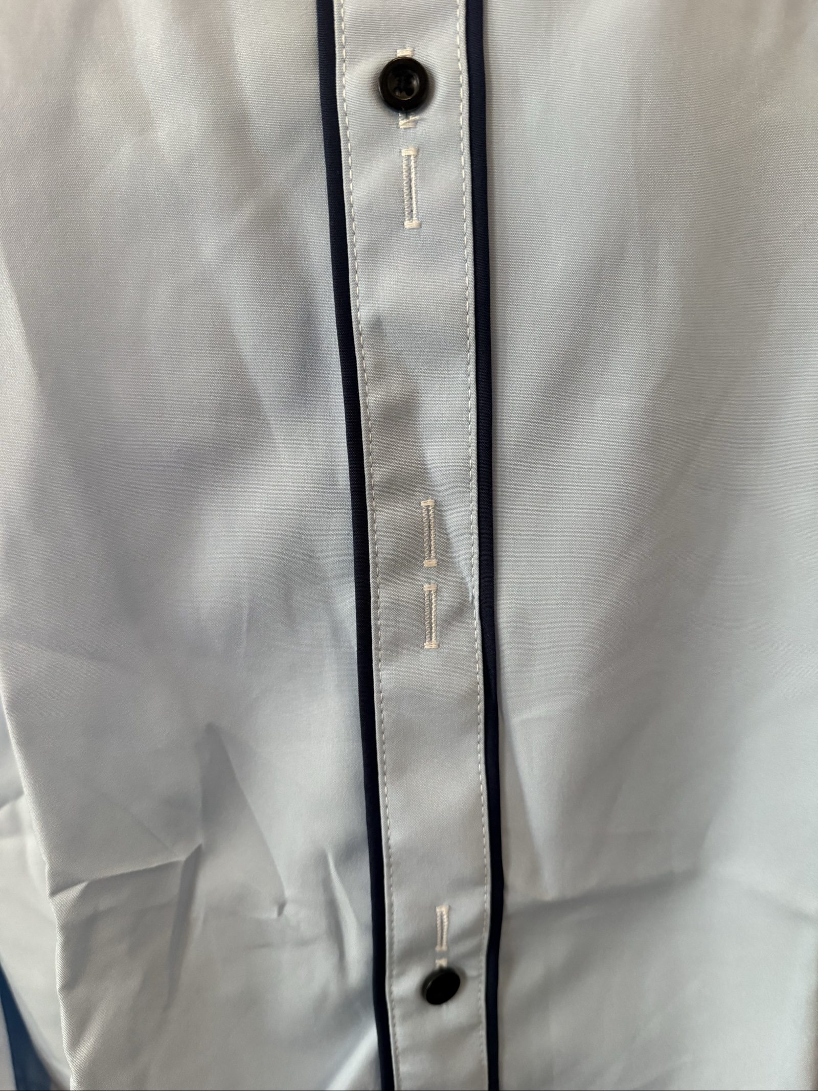 Unbranded Light Blue & Navy Contrast Trim Shirt XL 100% Polyester image 4