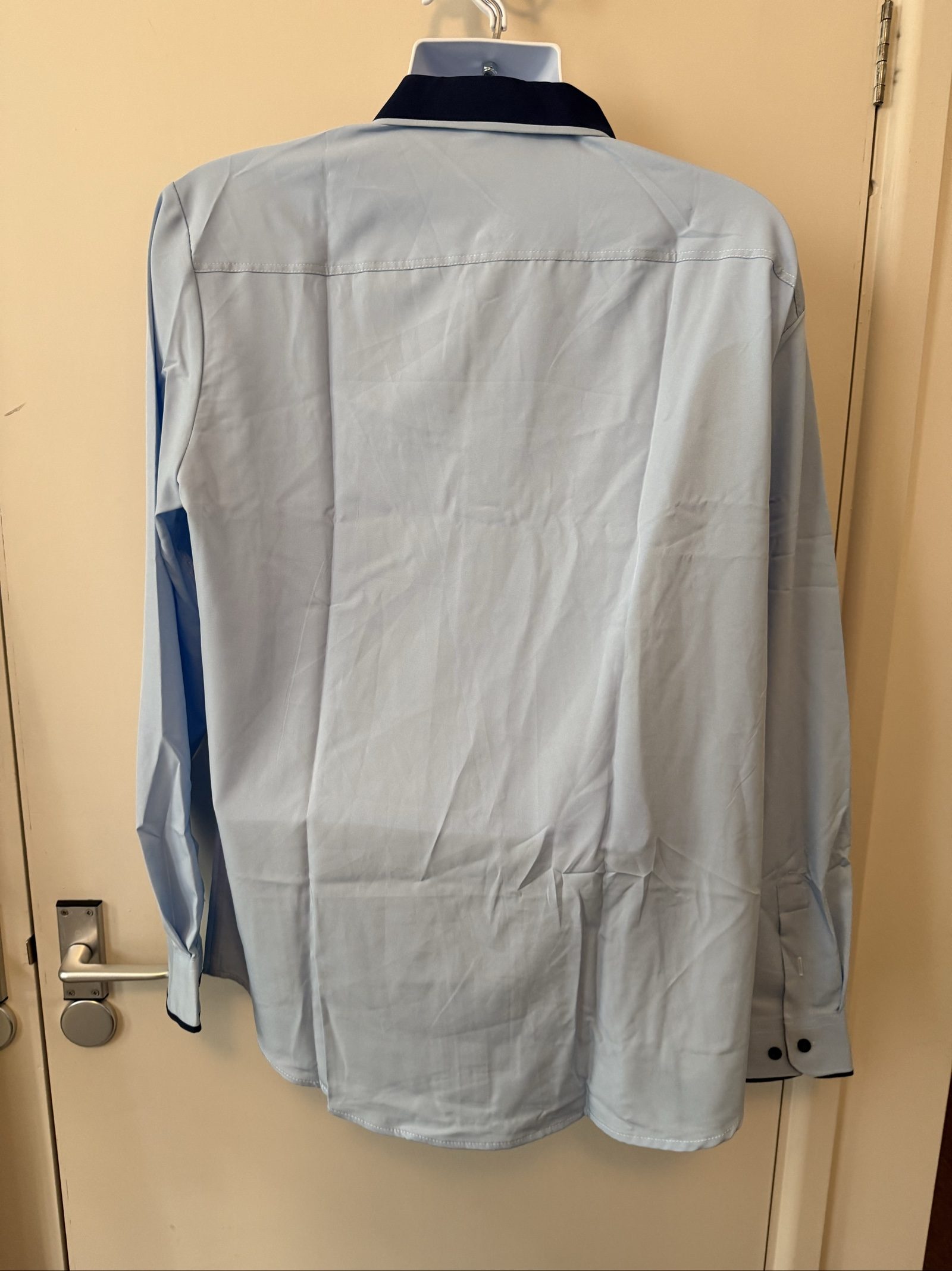 Unbranded Light Blue & Navy Contrast Trim Shirt XL 100% Polyester image 6