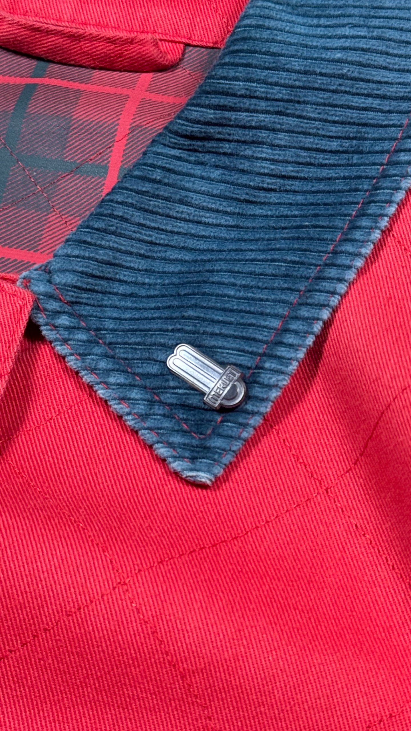Meblett Red & Blue Quilted Coat Size IT 46 D 40 image 5