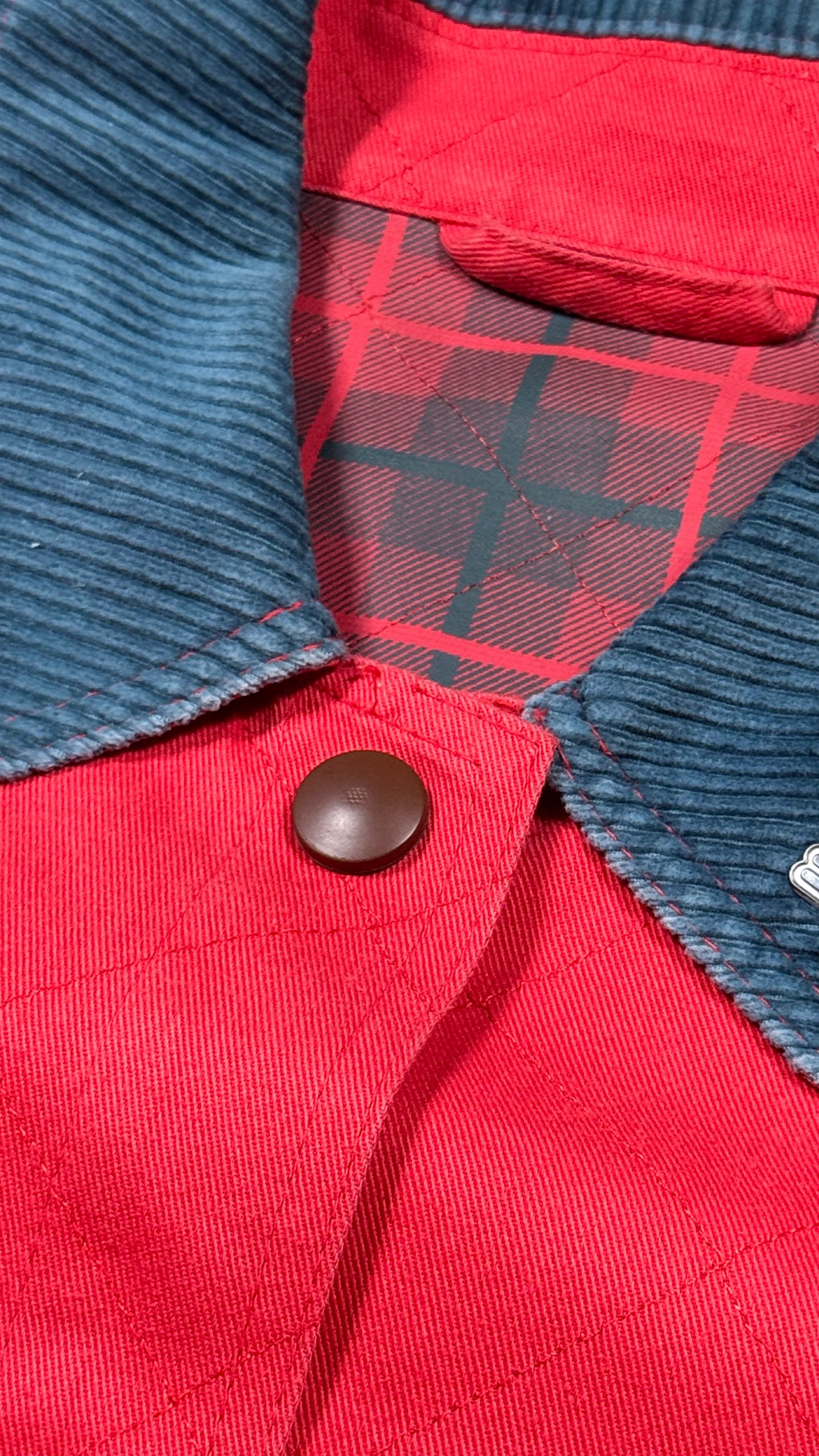 Meblett Red & Blue Quilted Coat Size IT 46 D 40 image 6