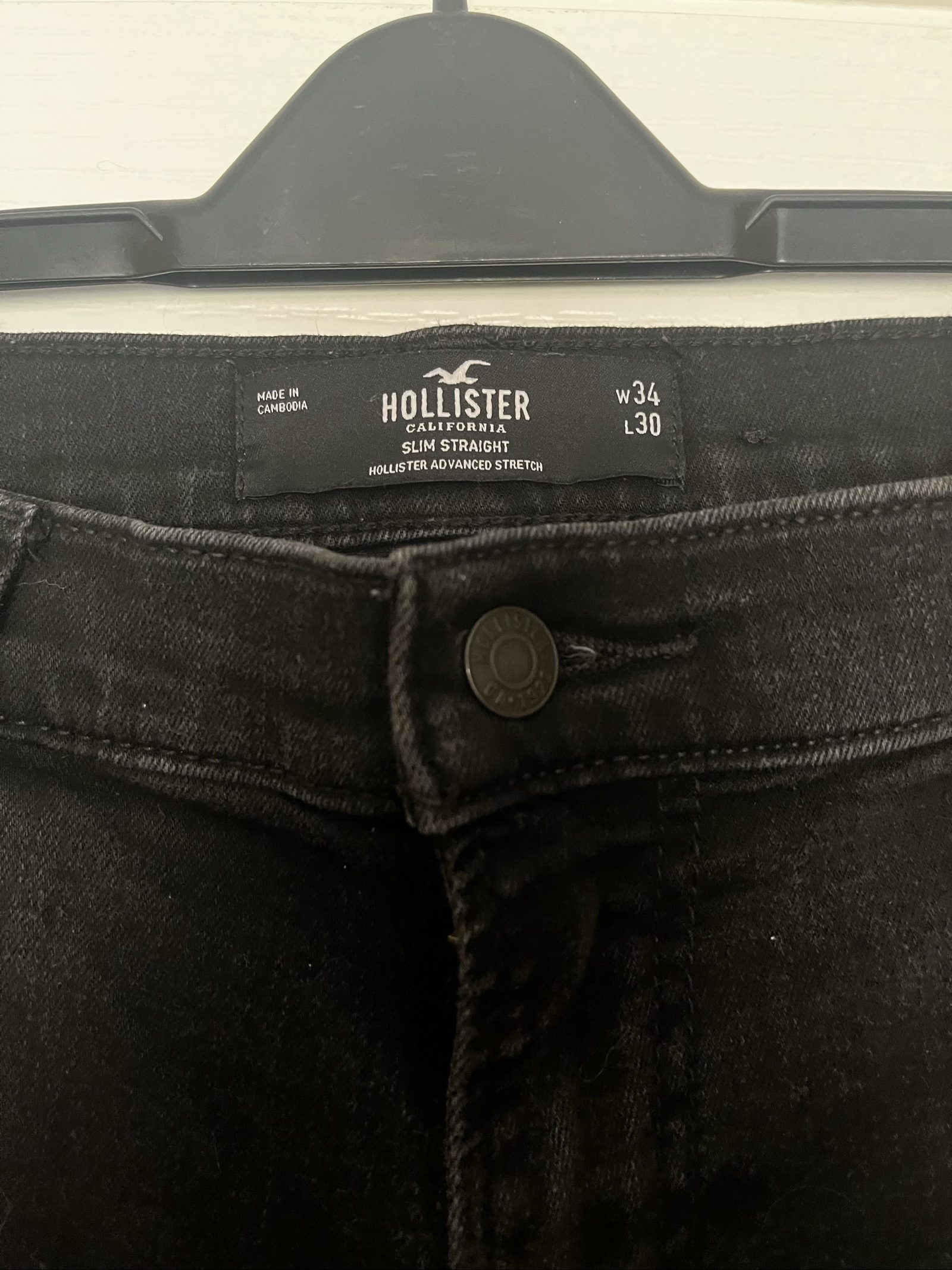 Hollister Black Slim Straight Jeans W34 L30 Men's image 2