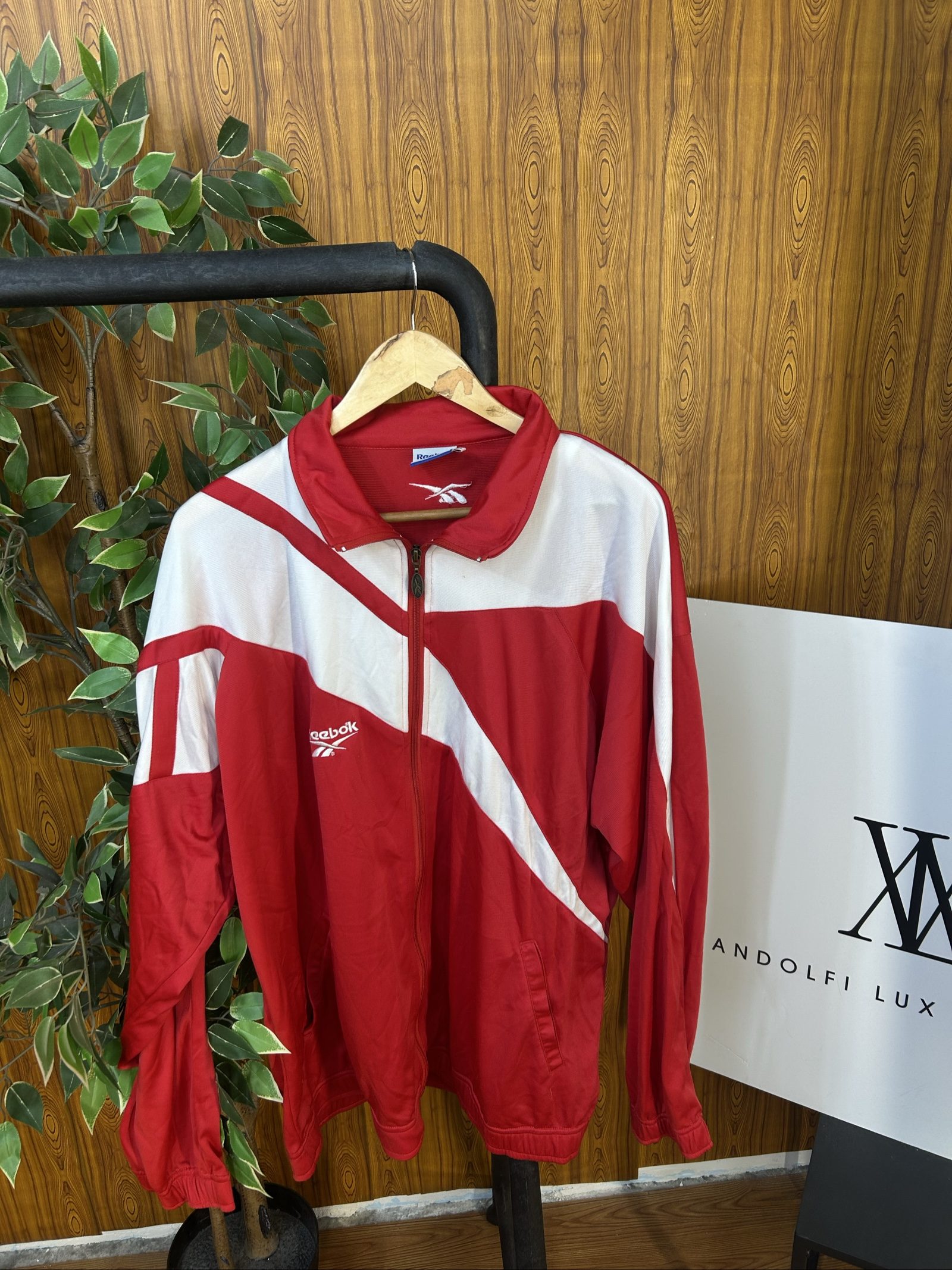 Reebok Red & White Track Jacket Large