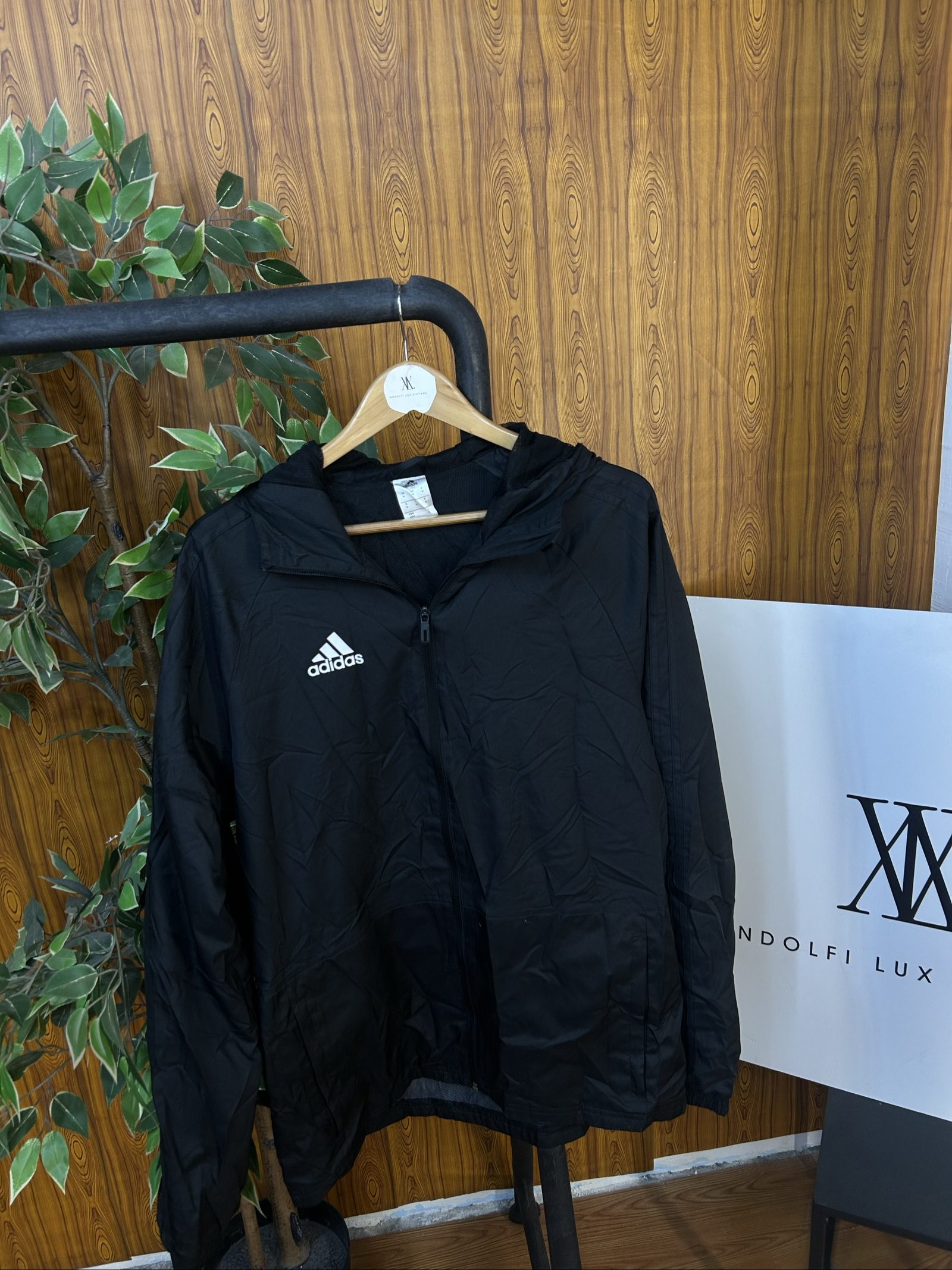 Adidas Men's Black Lightweight Hooded Jacket Medium