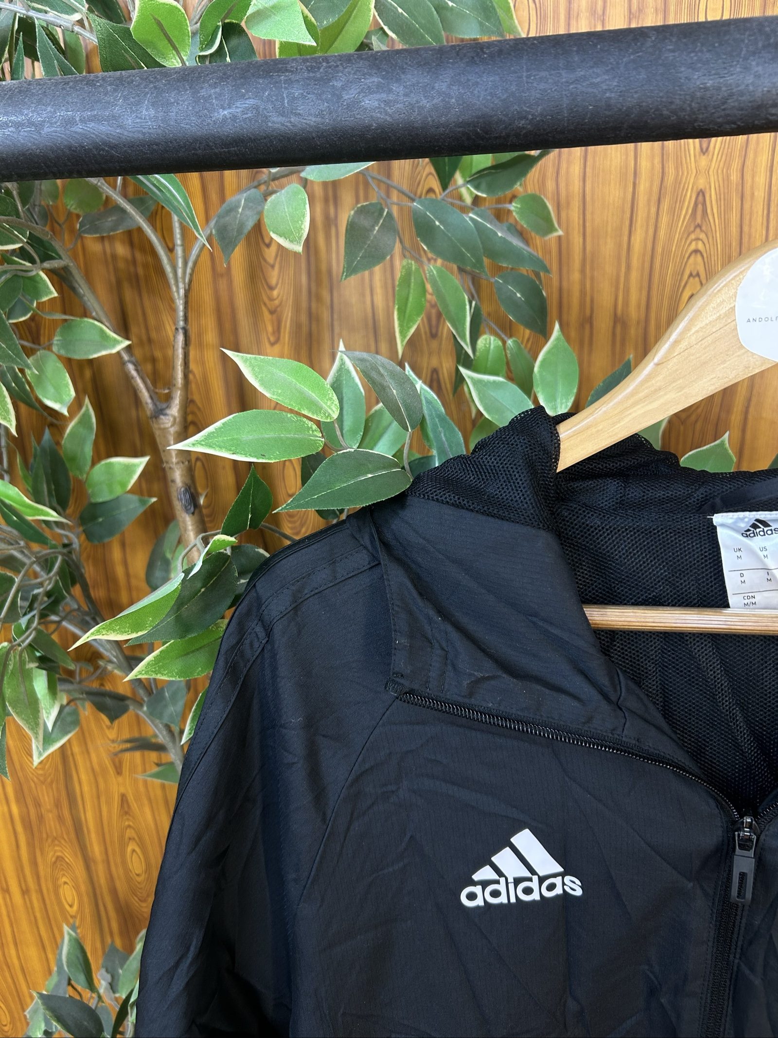 Adidas Men's Black Lightweight Hooded Jacket Medium image 2