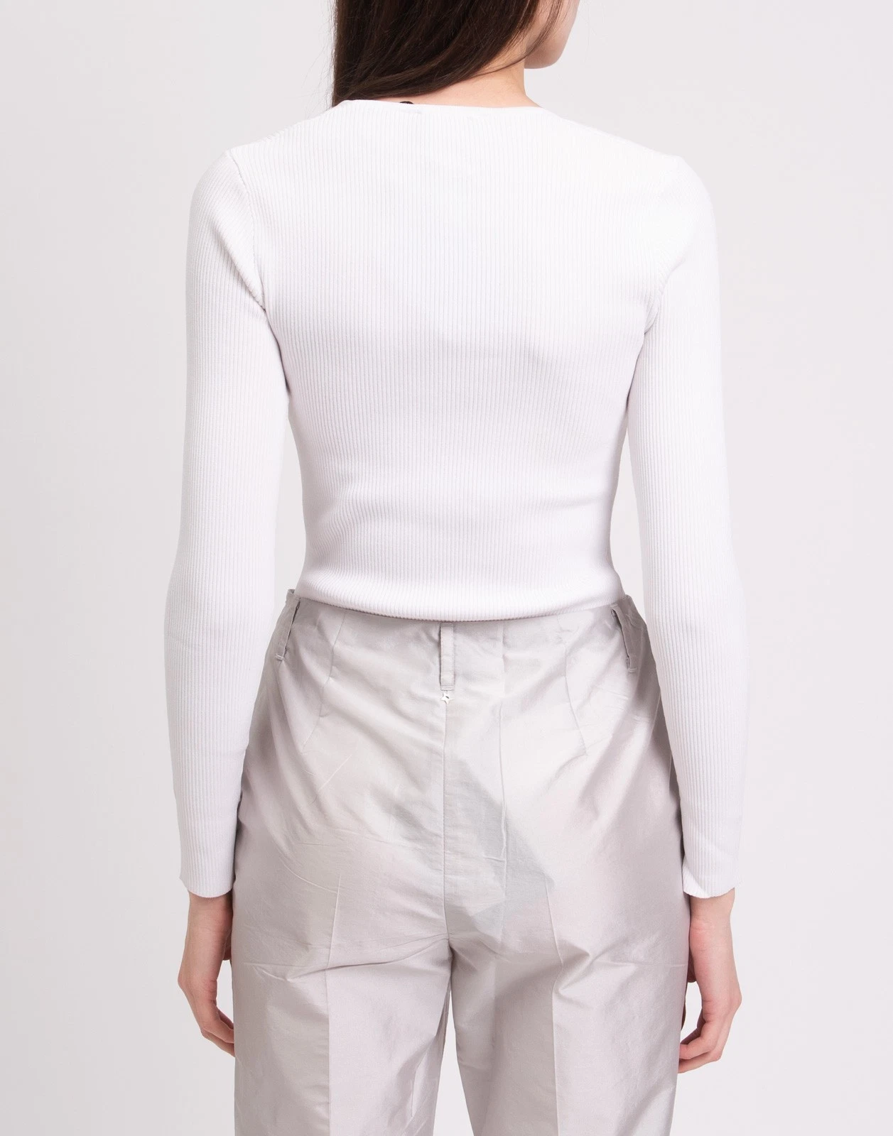 New Elisabetta Franchi White Ribbed Knitted Bodysuit Size S image 5