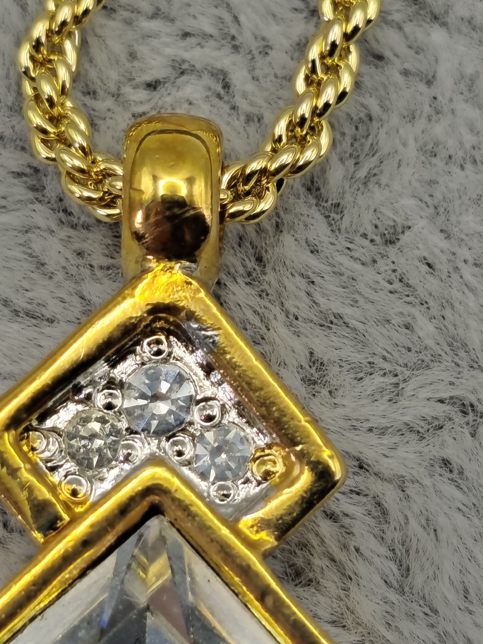Valentino Gold & Clear Crystal Pendant Necklace Unisex image 6