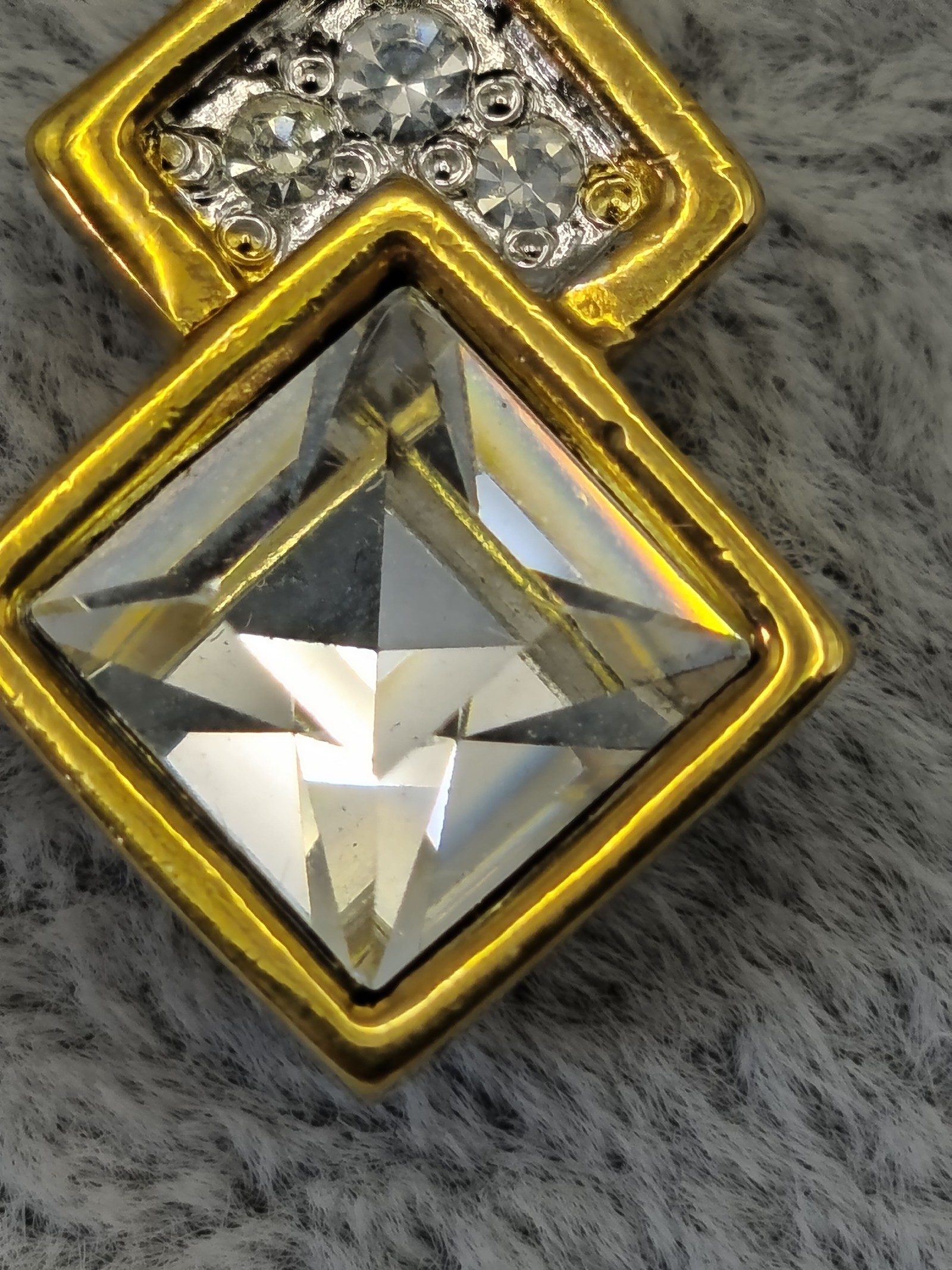 Valentino Gold & Clear Crystal Pendant Necklace Unisex image 7