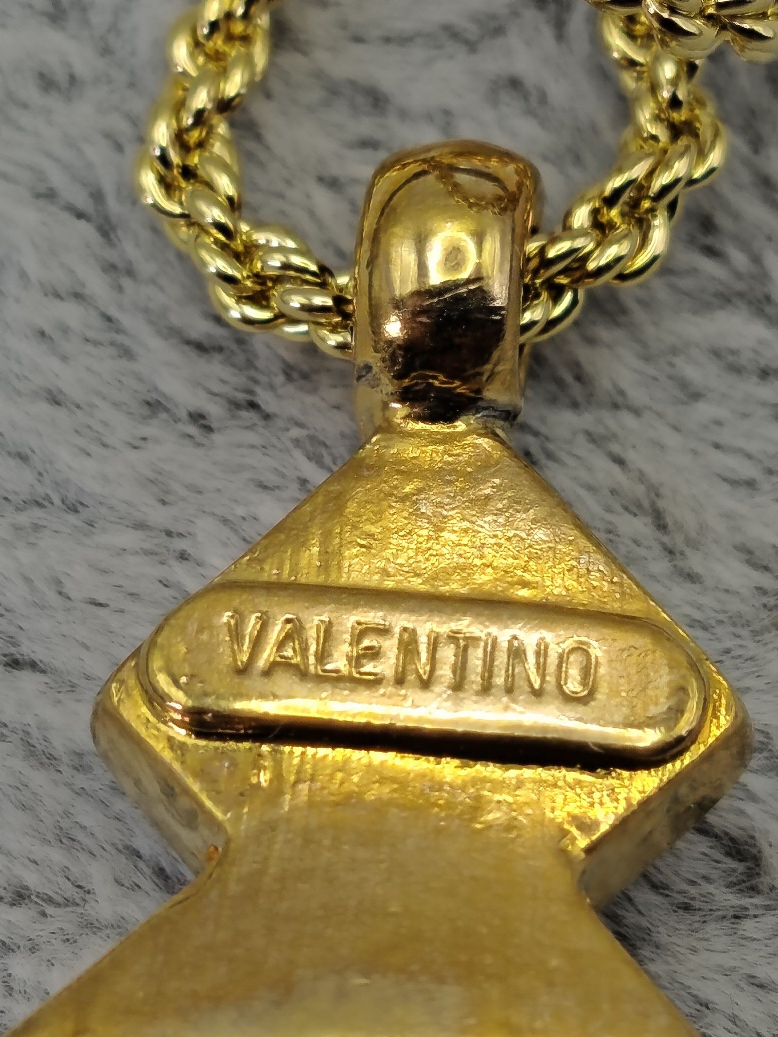 Valentino Gold & Clear Crystal Pendant Necklace Unisex image 8