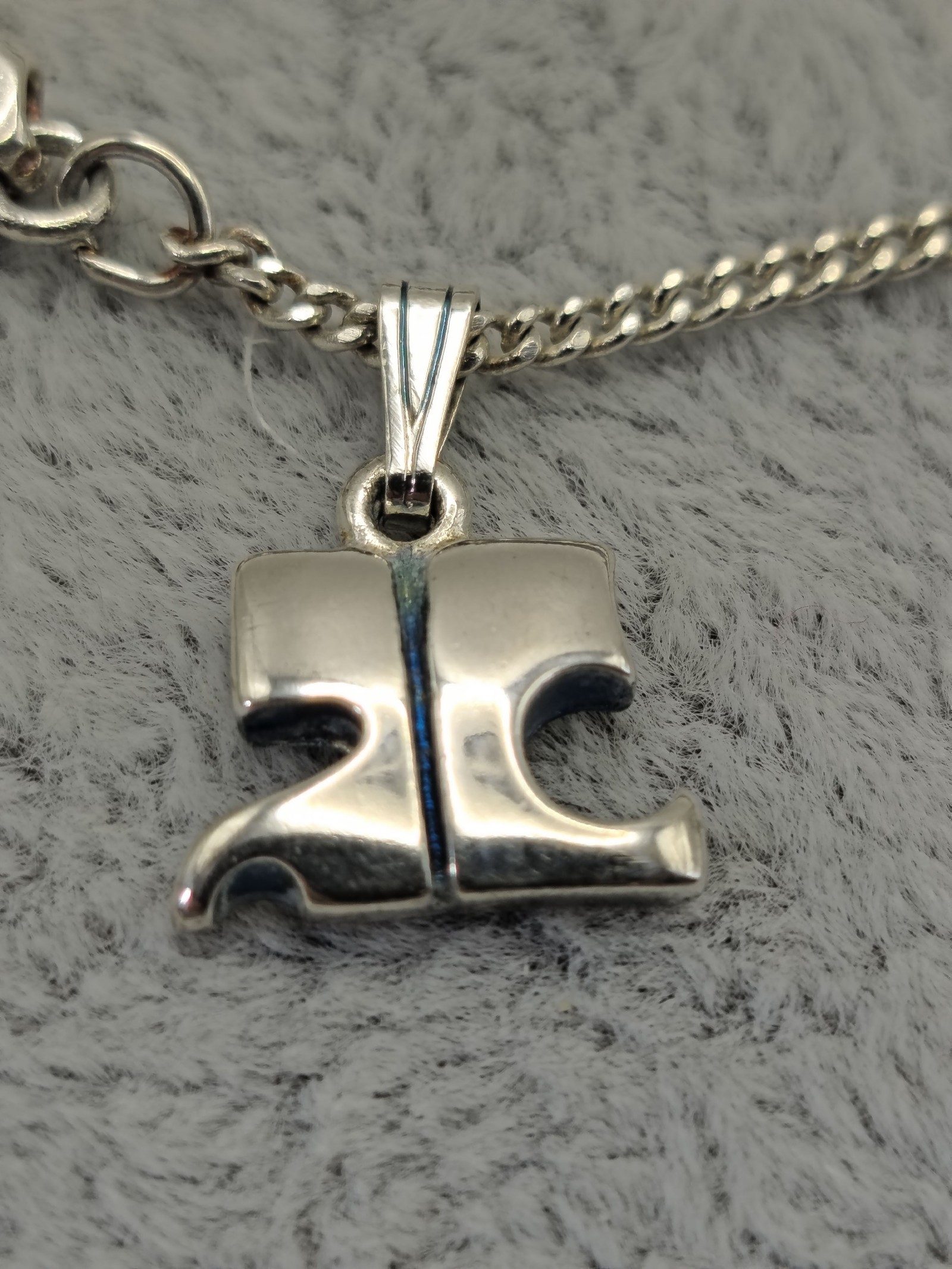 Courrèges Silver Logo Charm Necklace Unisex image 3