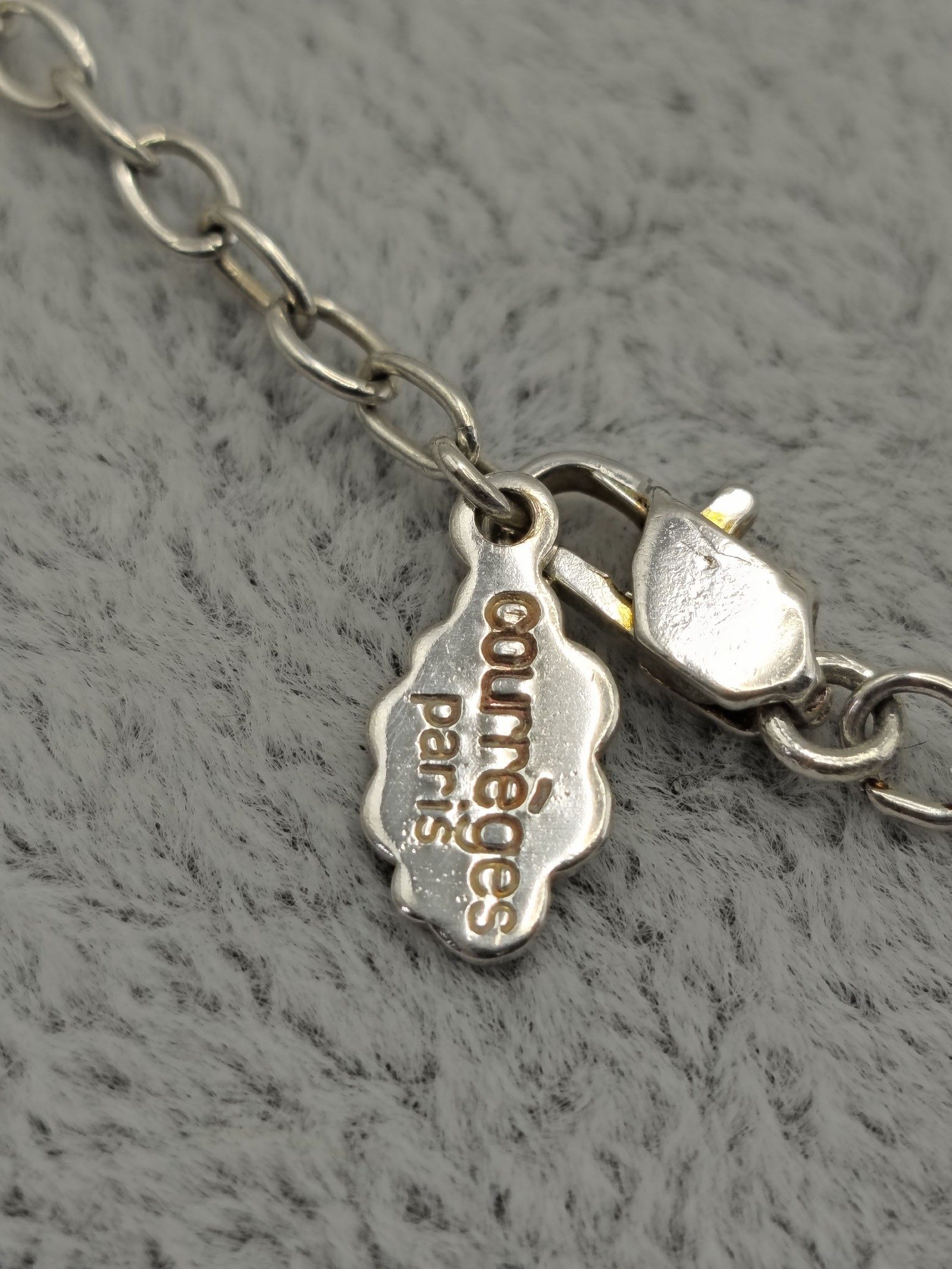 Courrèges Silver Logo Charm Necklace Unisex image 4