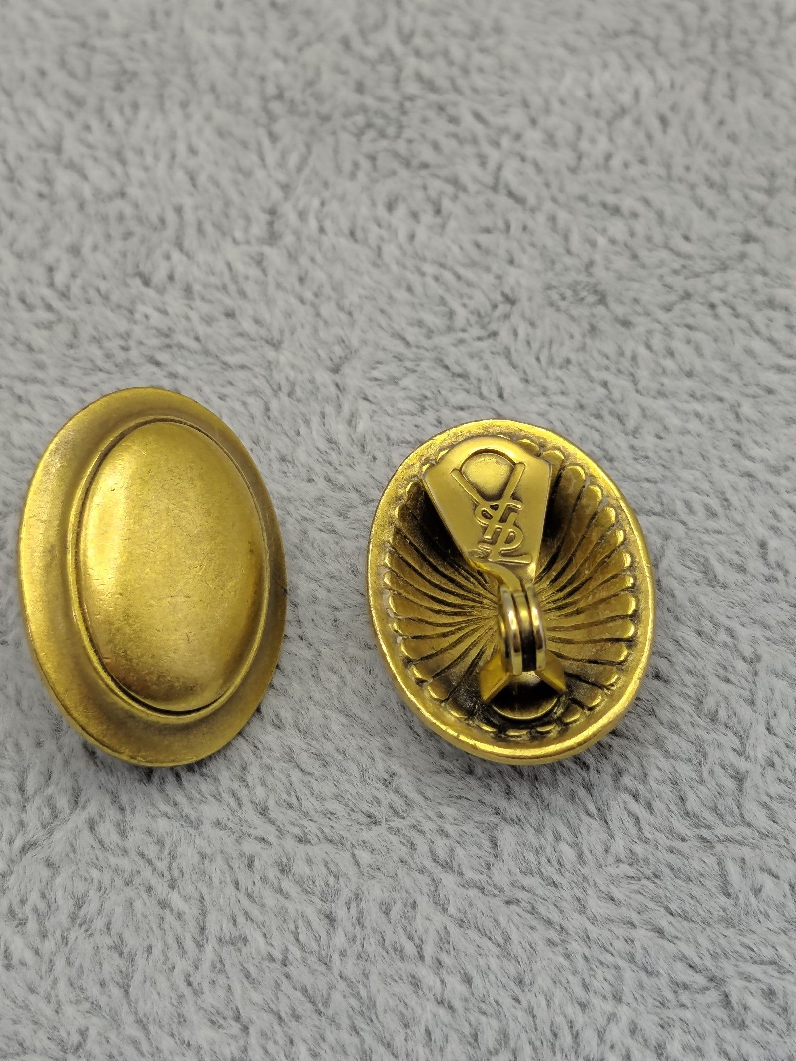 Yves Saint Laurent Gold Tone Oval Clip-On Earrings image 3