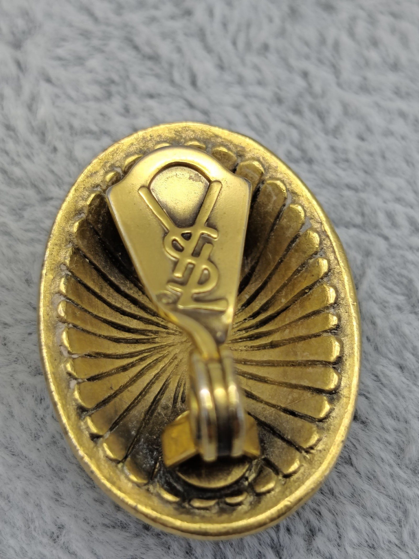 Yves Saint Laurent Gold Tone Oval Clip-On Earrings image 4
