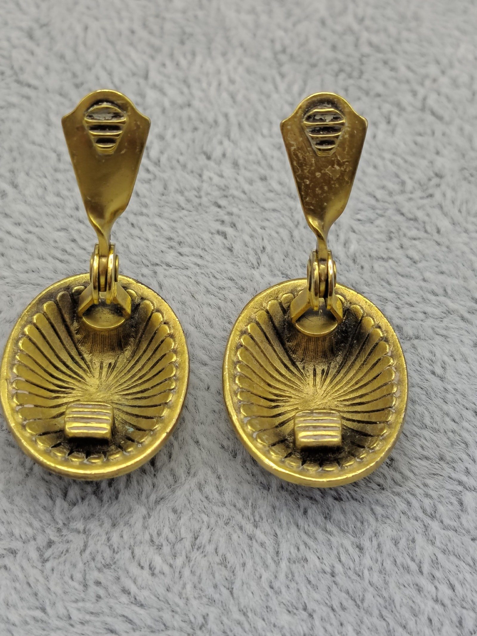 Yves Saint Laurent Gold Tone Oval Clip-On Earrings image 6