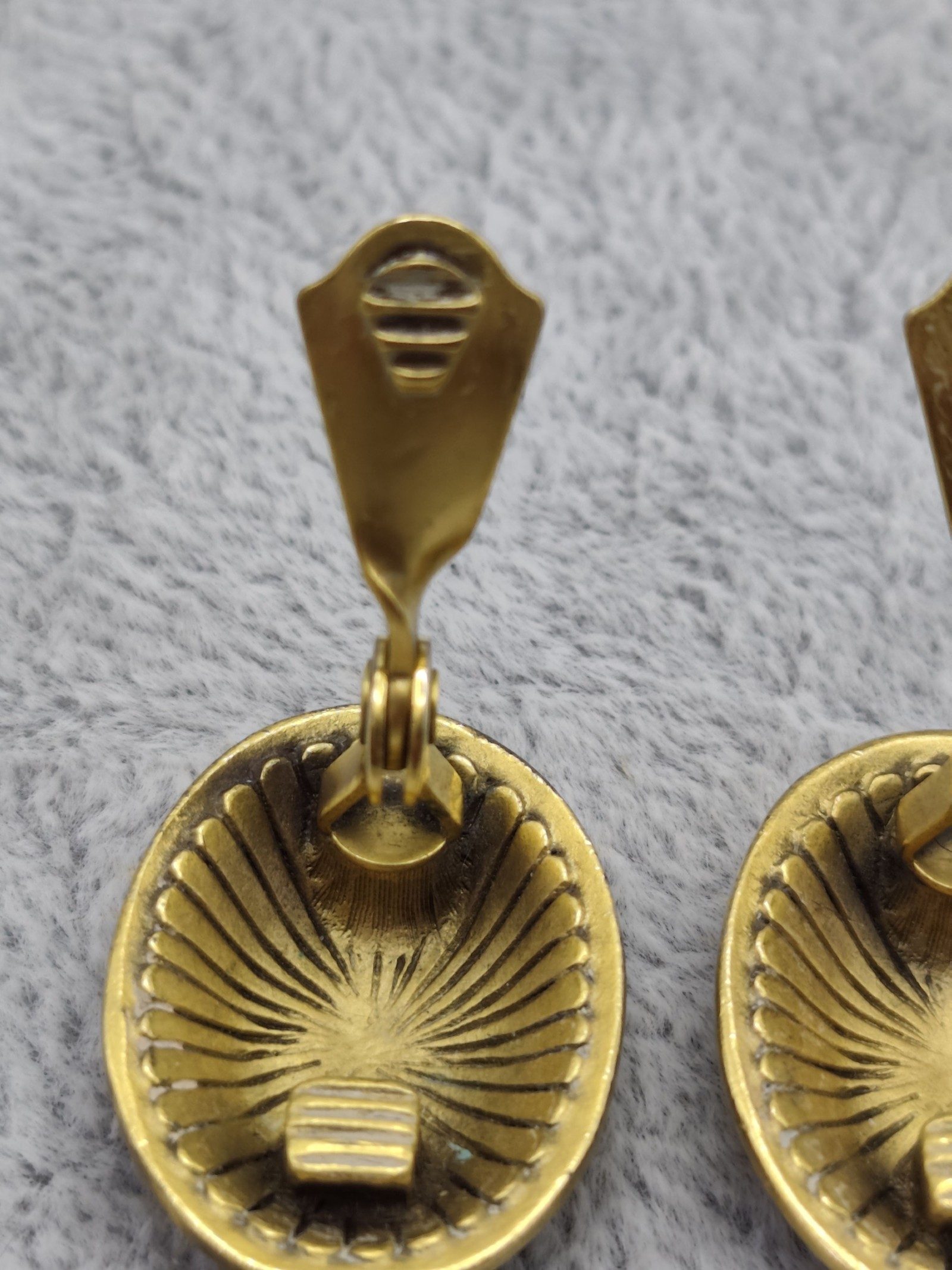 Yves Saint Laurent Gold Tone Oval Clip-On Earrings image 10