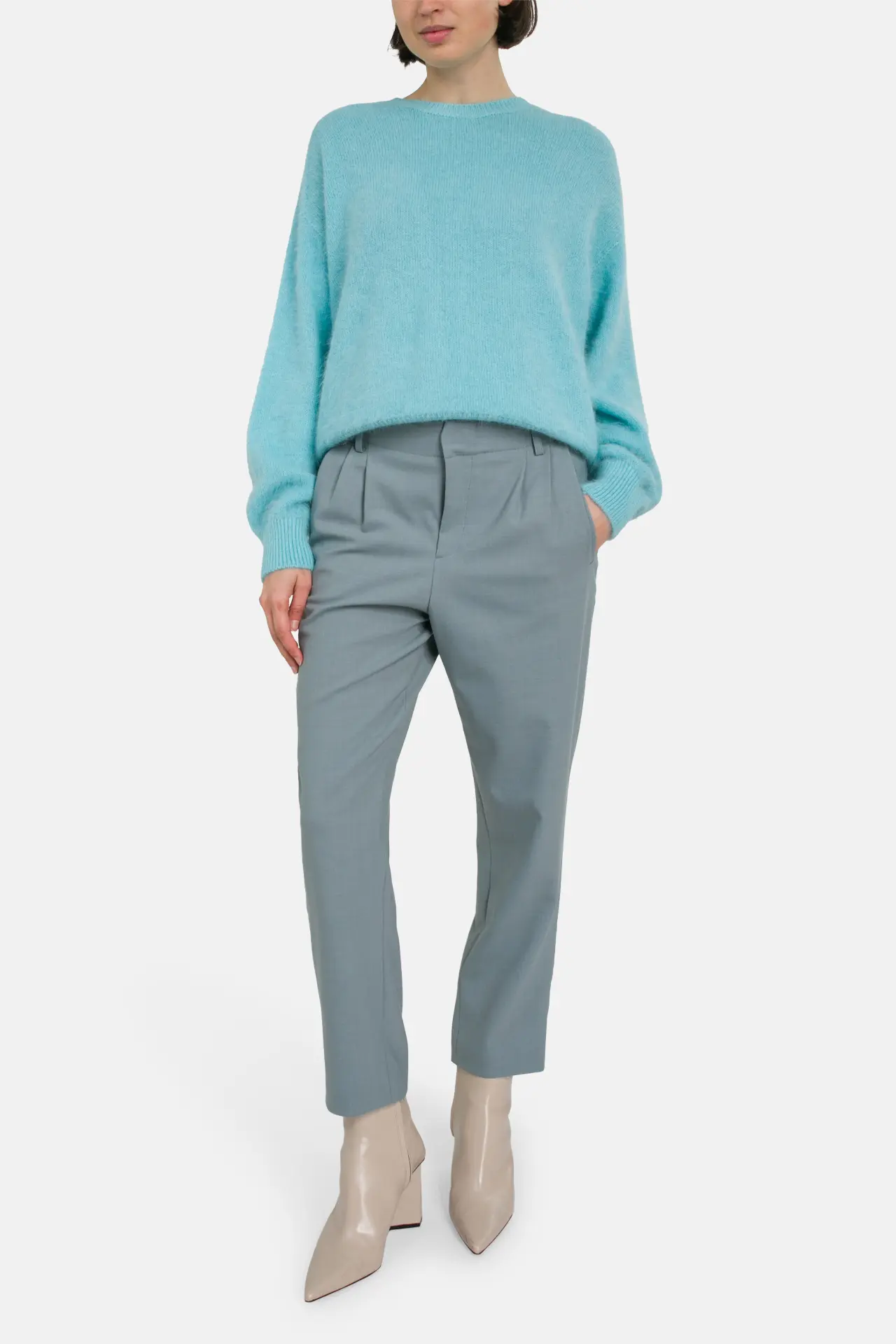 New Roberto Collina Light Blue Angora Knit Sweater Jumper Size L image 2