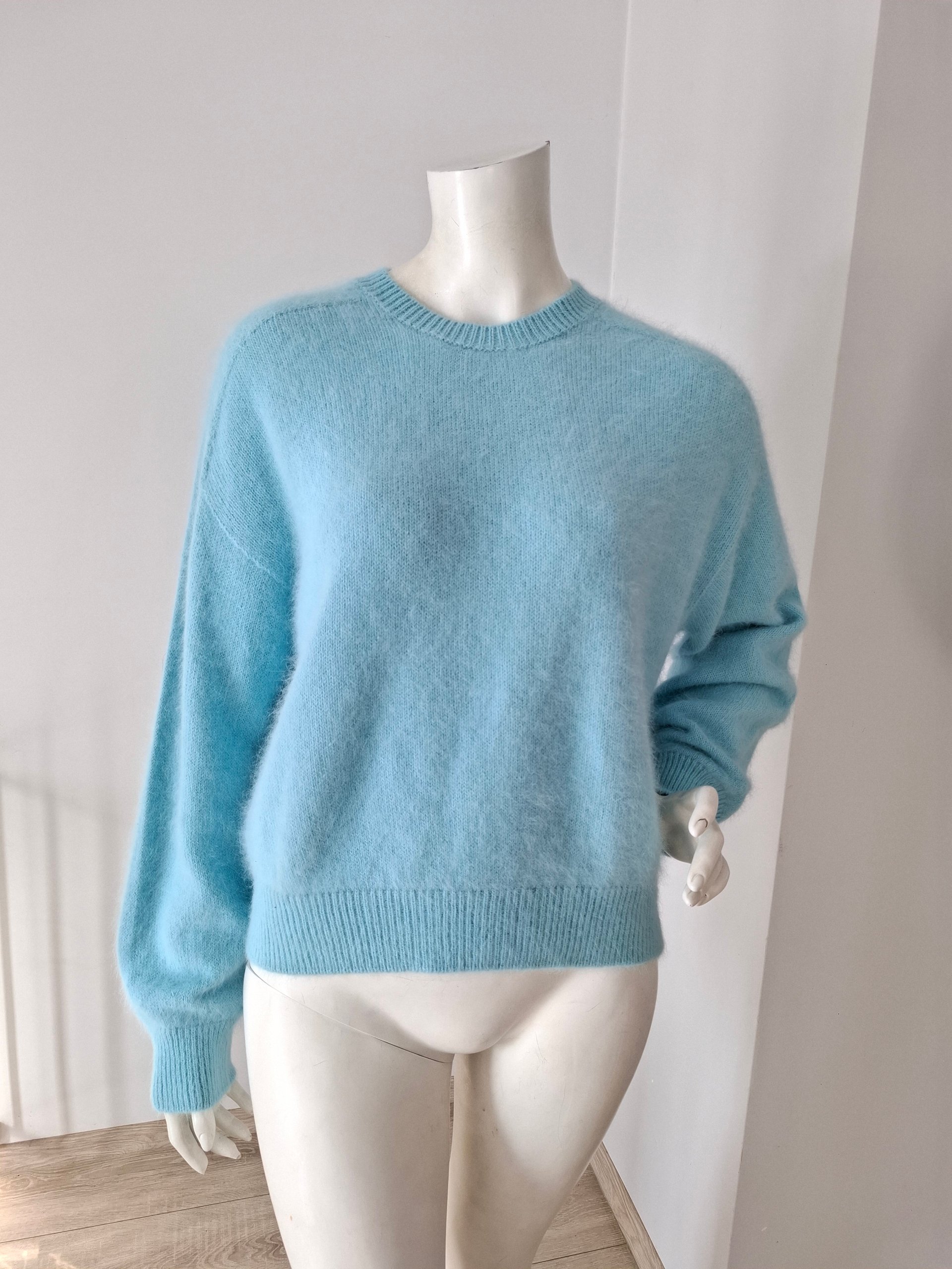 New Roberto Collina Light Blue Angora Knit Sweater Jumper Size L image 5