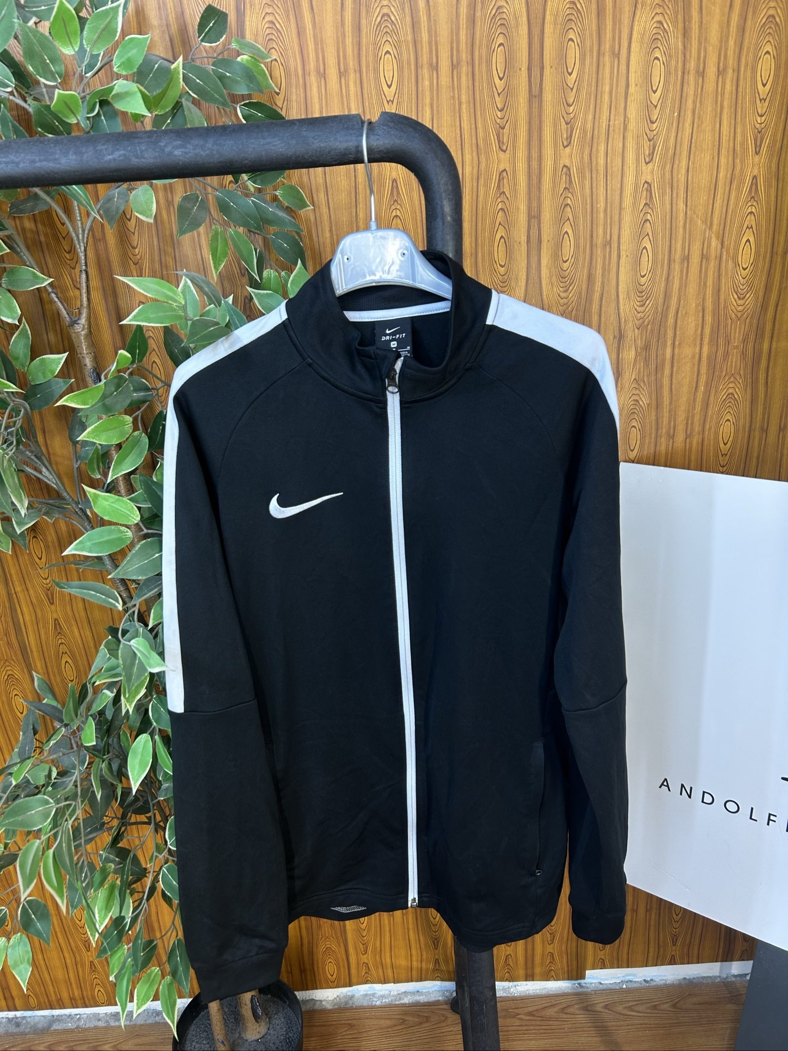 Nike Men's Black & Grey Dri-FIT Polyester Track Jacket Medium