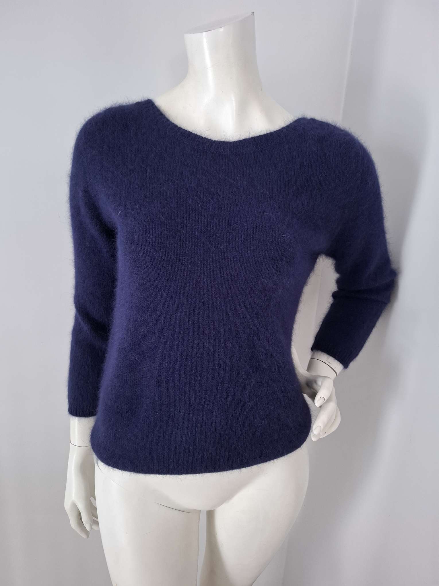 New Roberto Collina Navy Blue Angora Knit Sweater Jumper Size S image 2