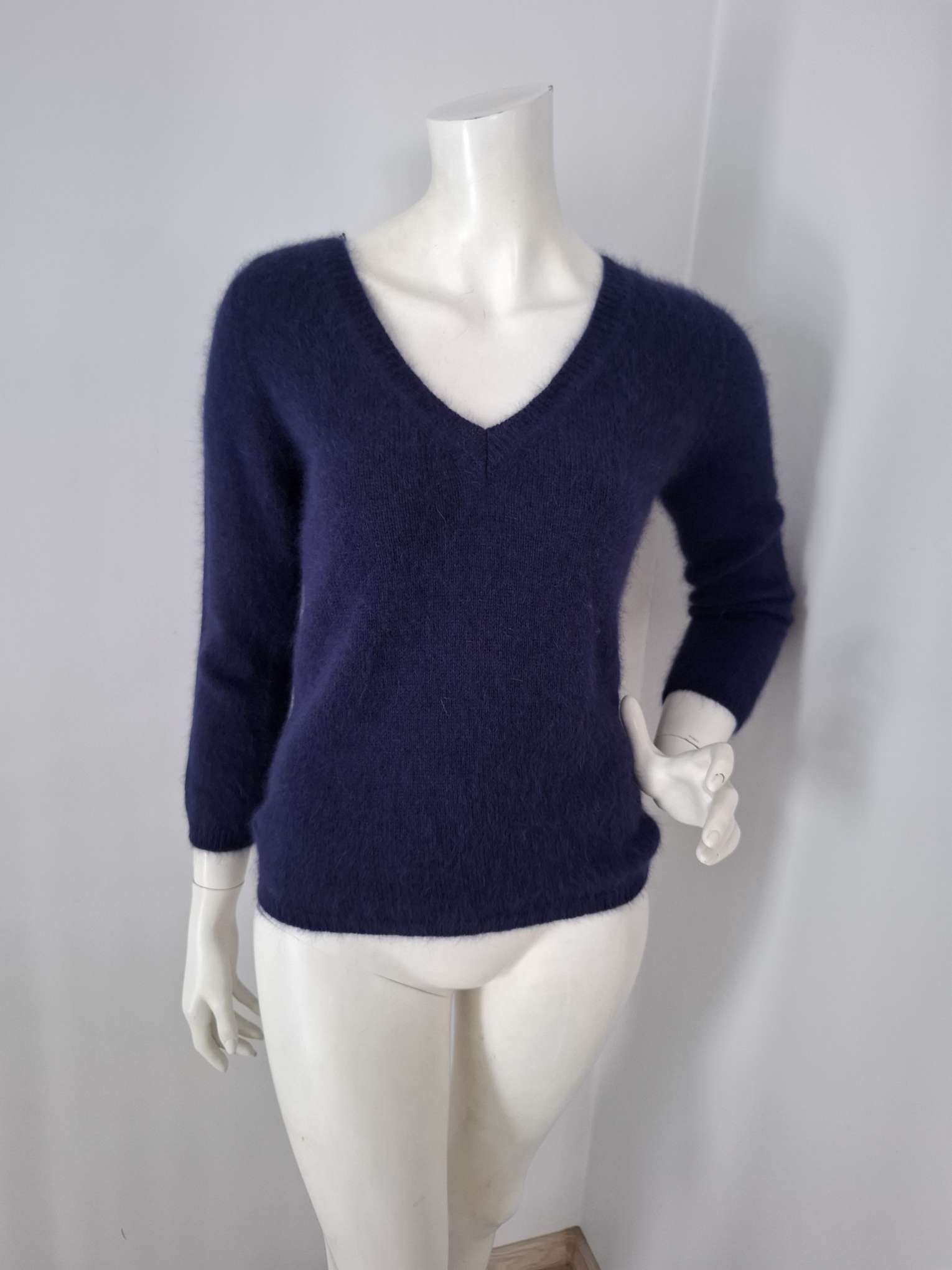 New Roberto Collina Navy Blue Angora Knit Sweater Jumper Size S