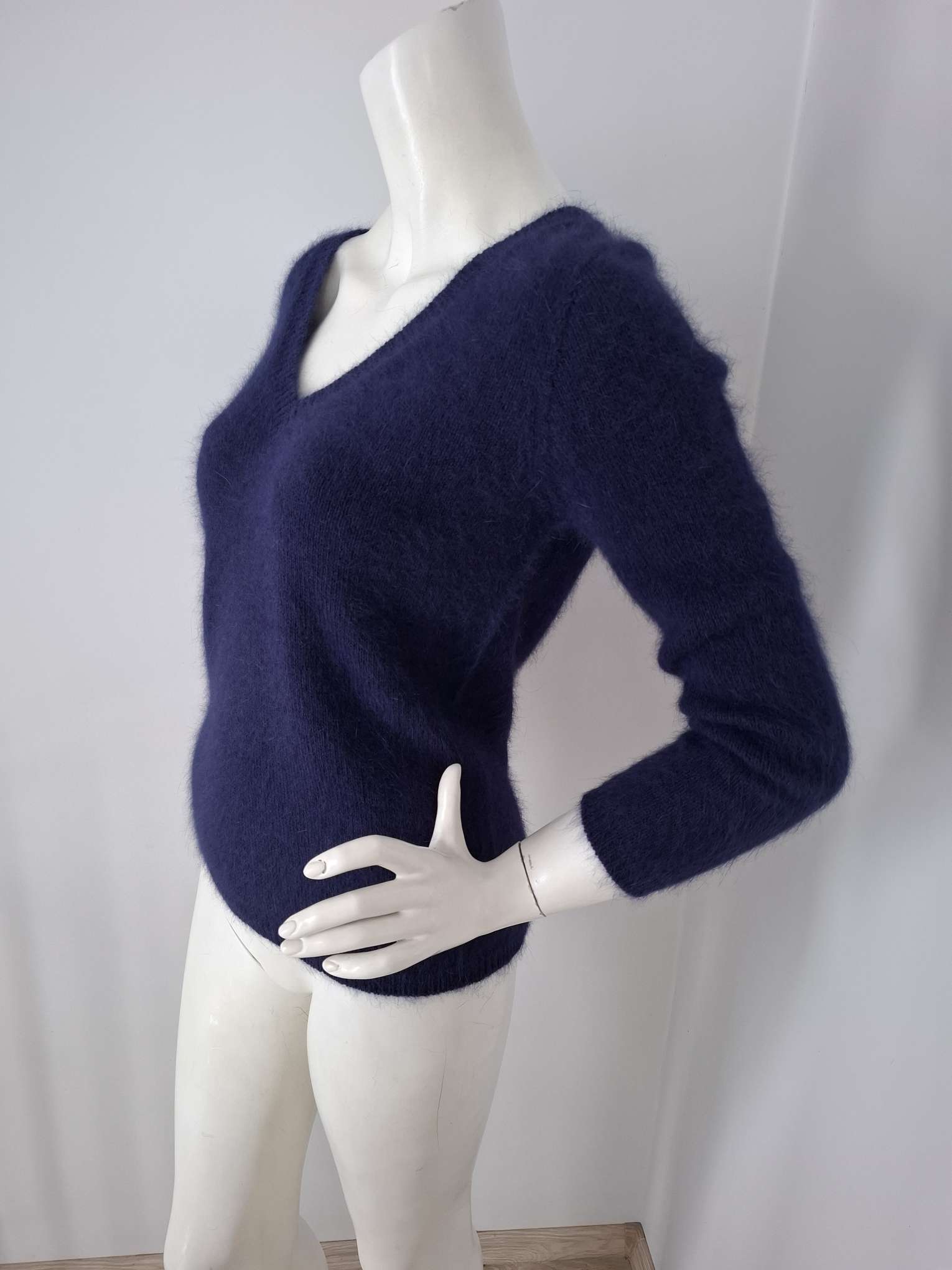 New Roberto Collina Navy Blue Angora Knit Sweater Jumper Size S image 3