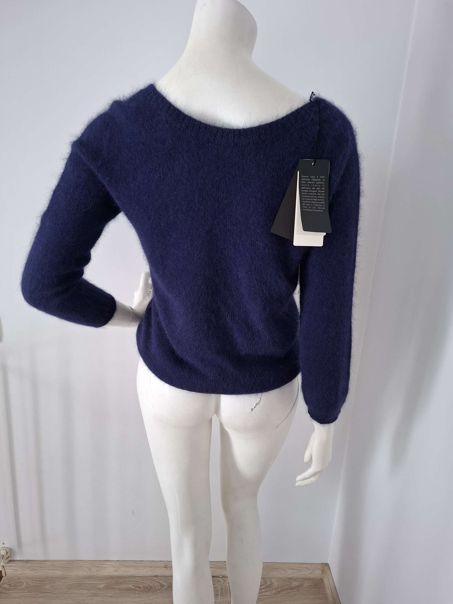 New Roberto Collina Navy Blue Angora Knit Sweater Jumper Size S image 4