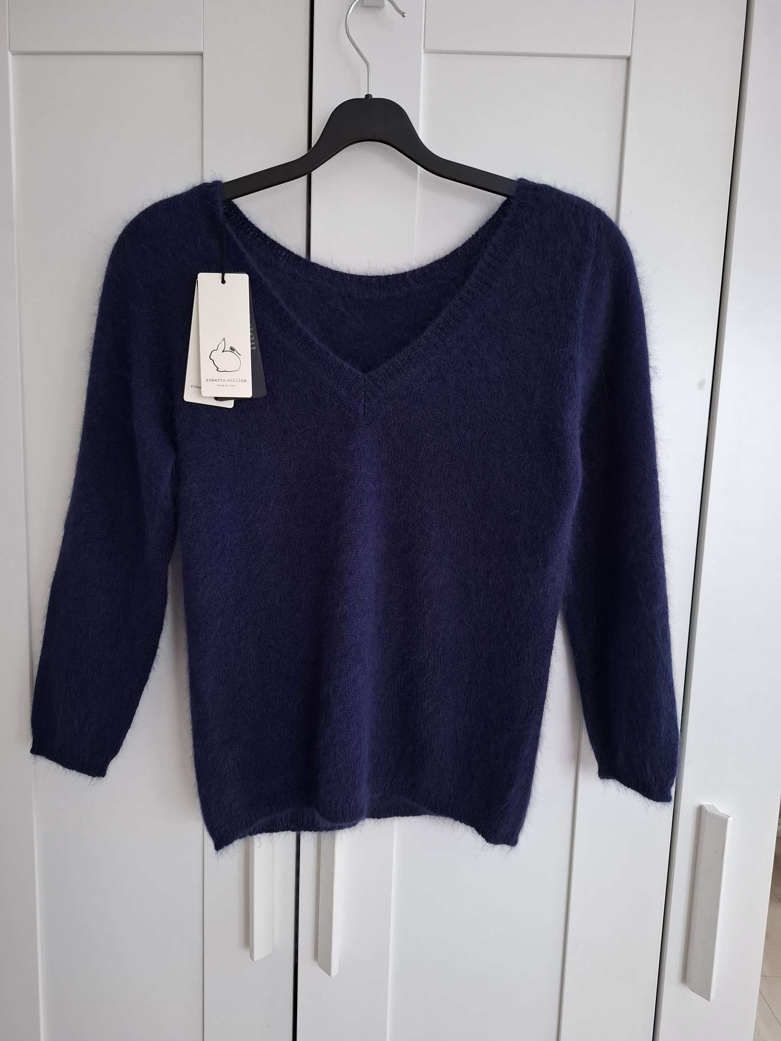 New Roberto Collina Navy Blue Angora Knit Sweater Jumper Size S image 6