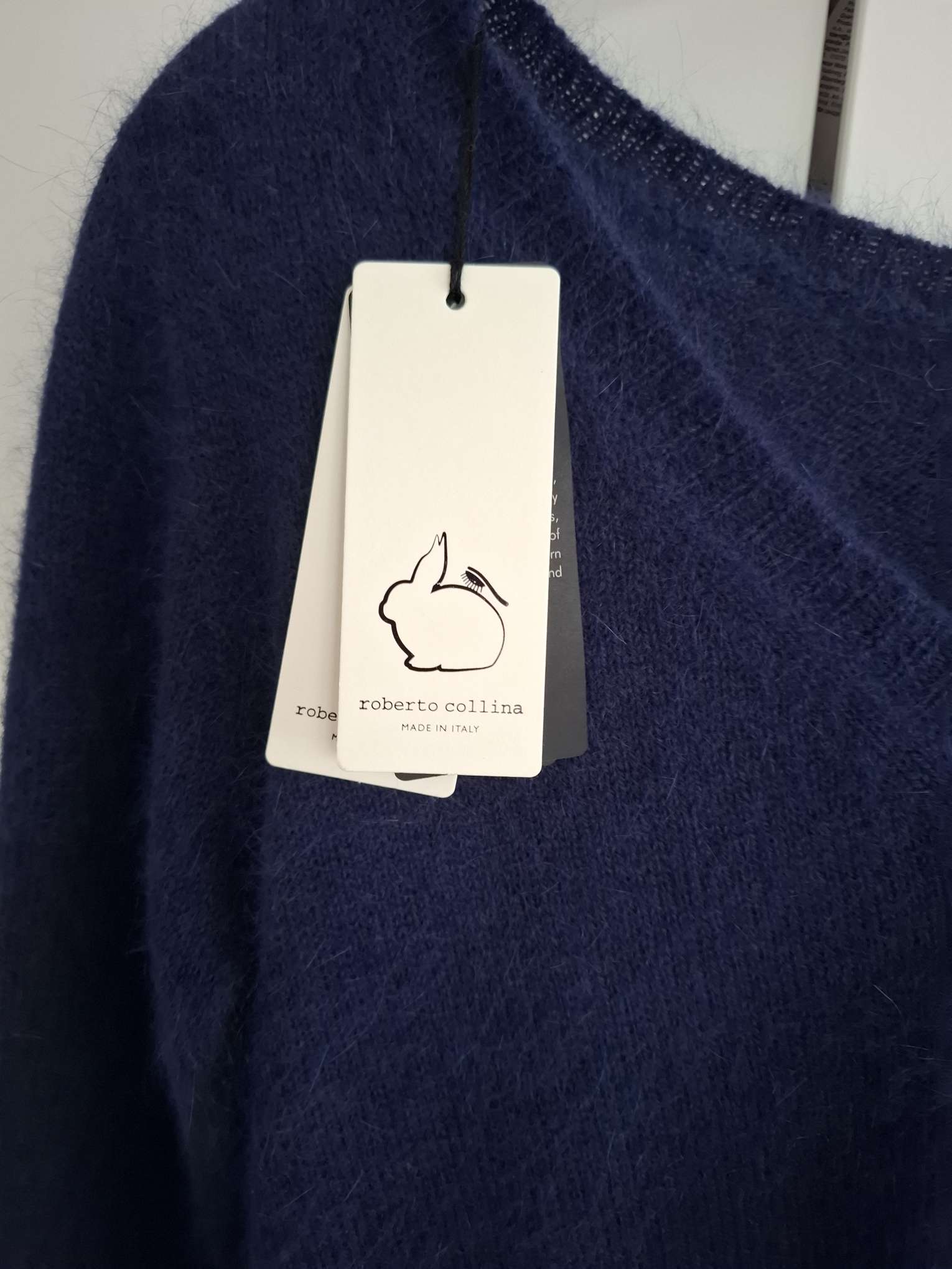 New Roberto Collina Navy Blue Angora Knit Sweater Jumper Size S image 9