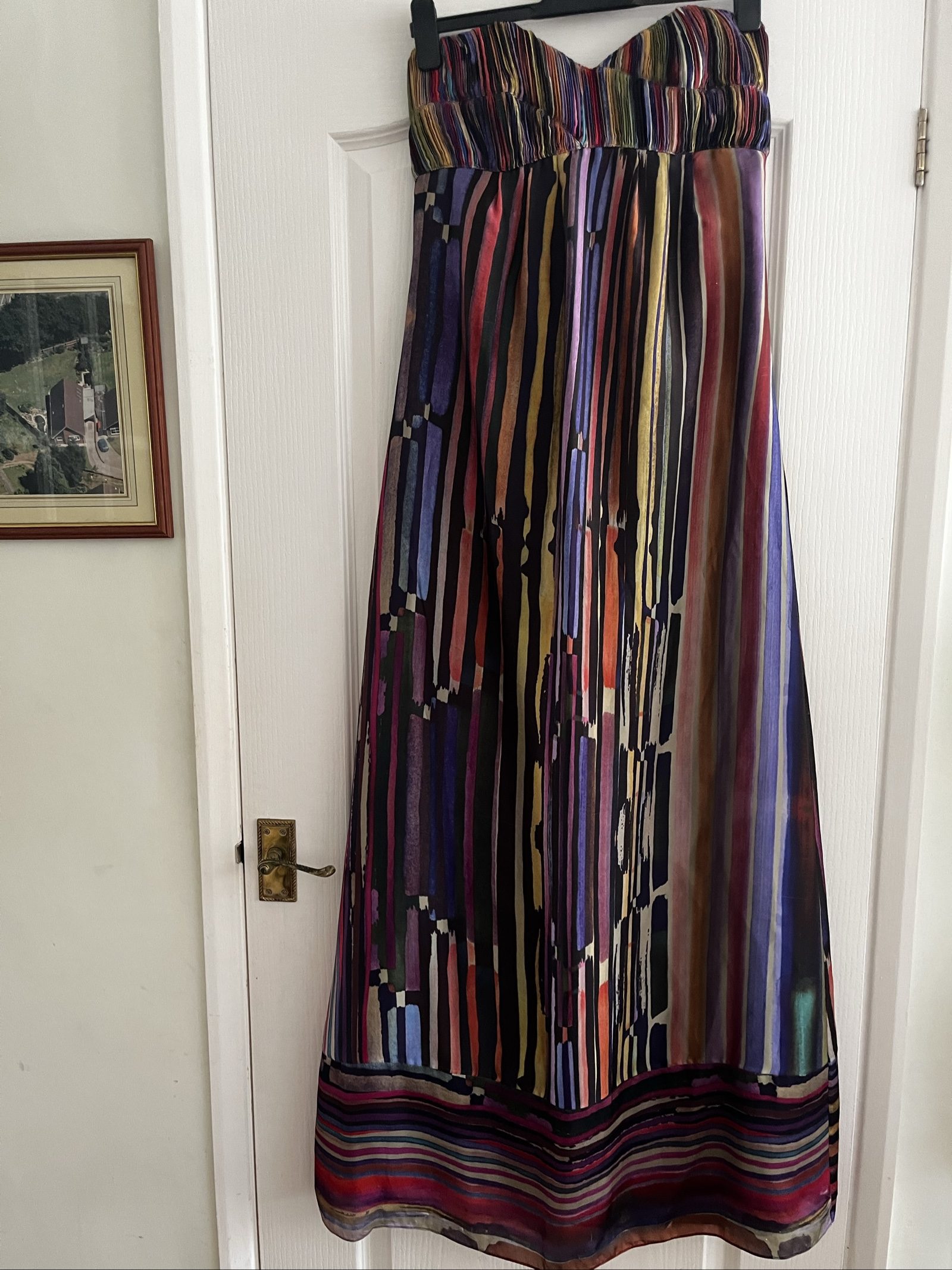 Ted Baker Multicolour Strapless Maxi Dress Size 12 Striped Pattern