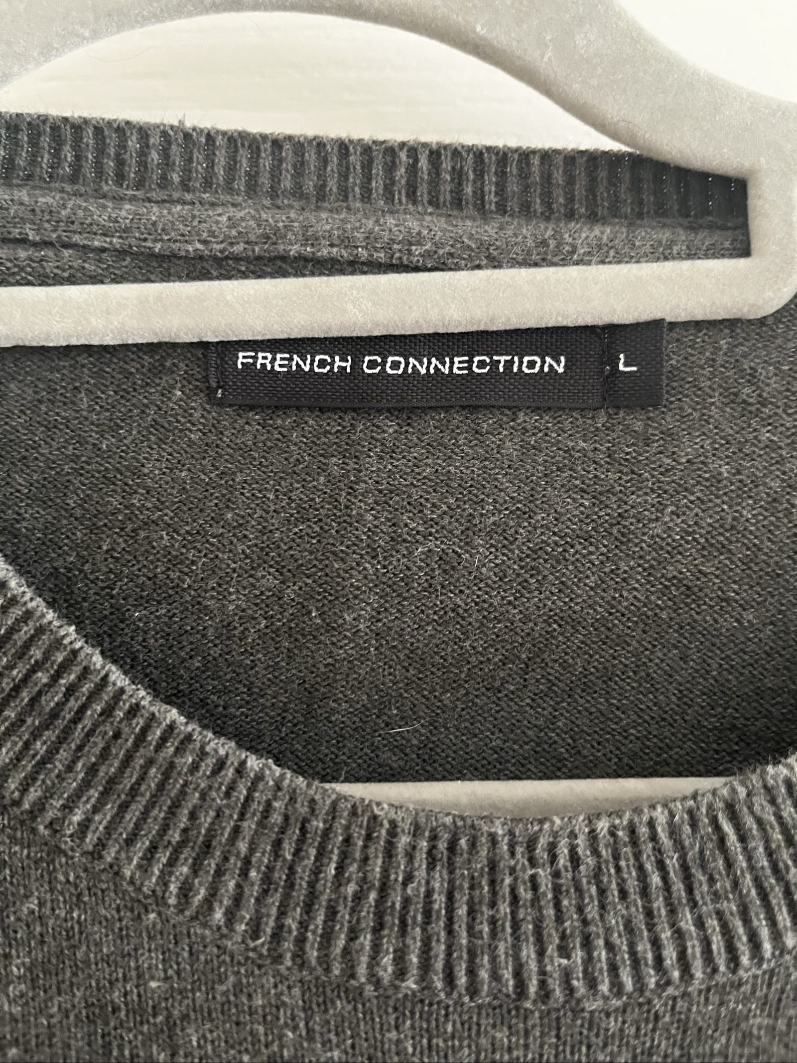 French Connection Men's Black & Grey Cotton Jumper Large image 3
